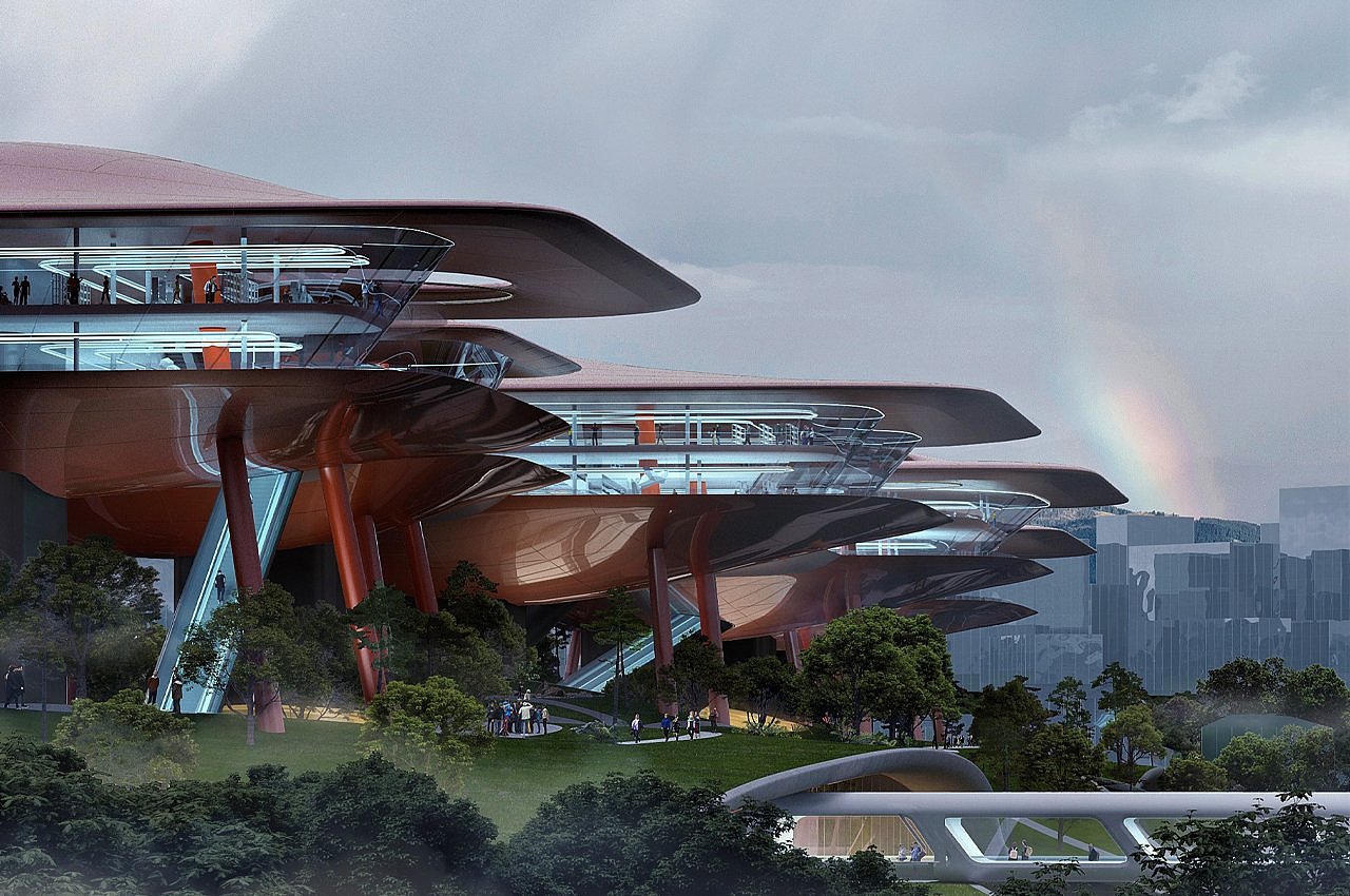 China Academy of Building Sciences，Chongqing Cuntan International Cruise Center，Futuristic design，Crazy architect，