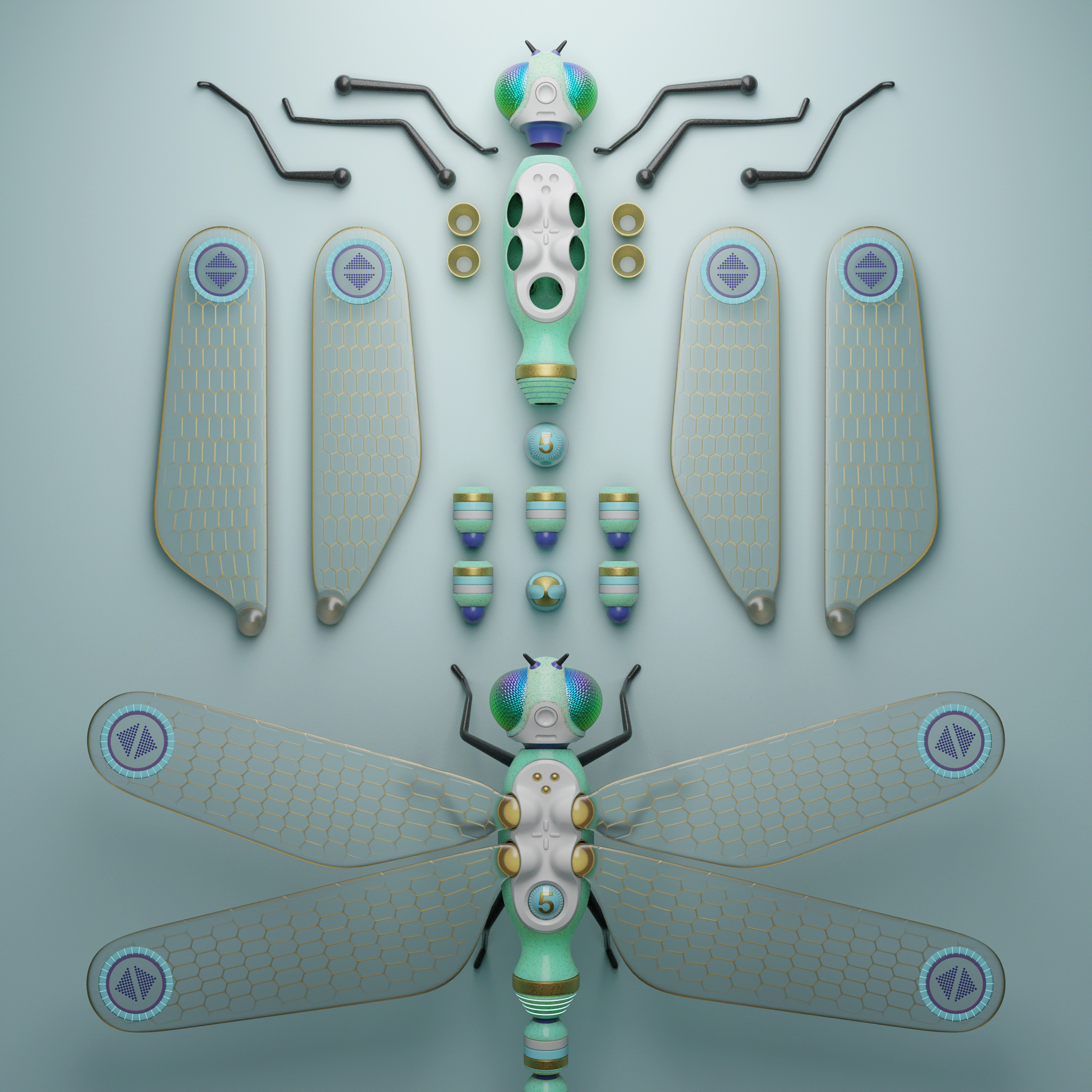 BLENDER，Cycles X，Dragonfly model，