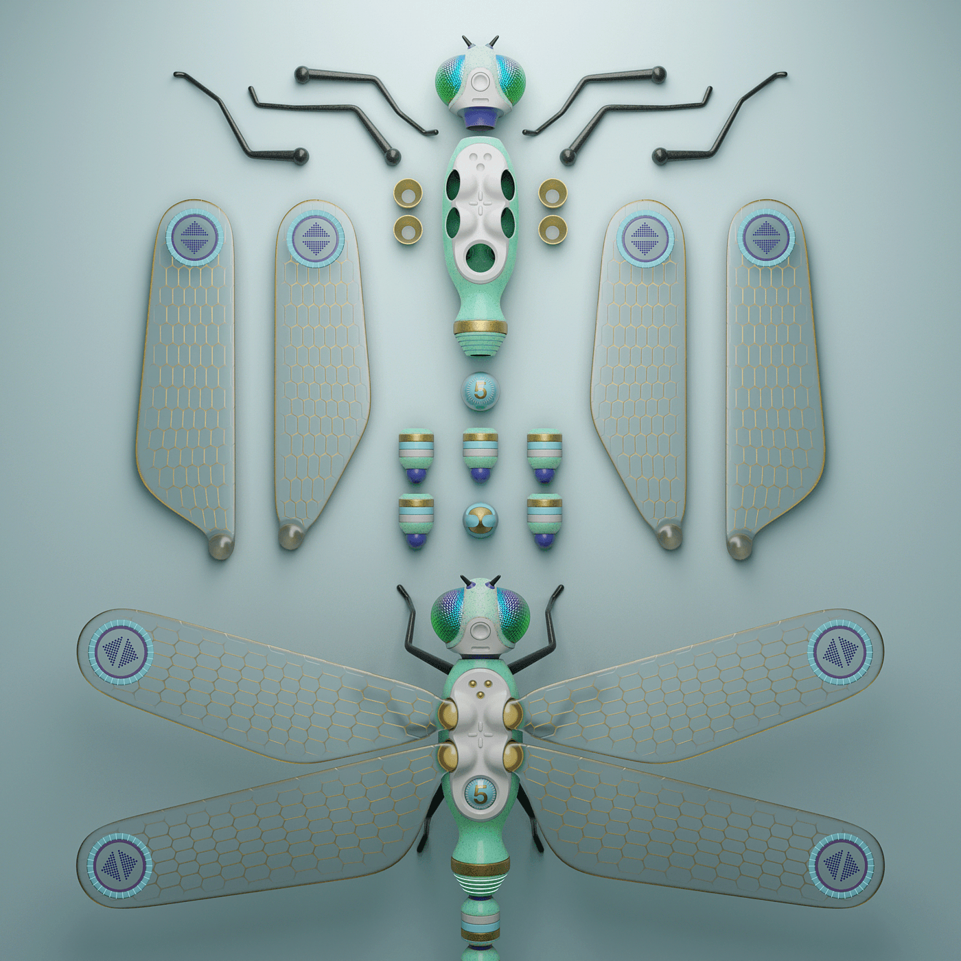 BLENDER，Cycles X，Dragonfly model，