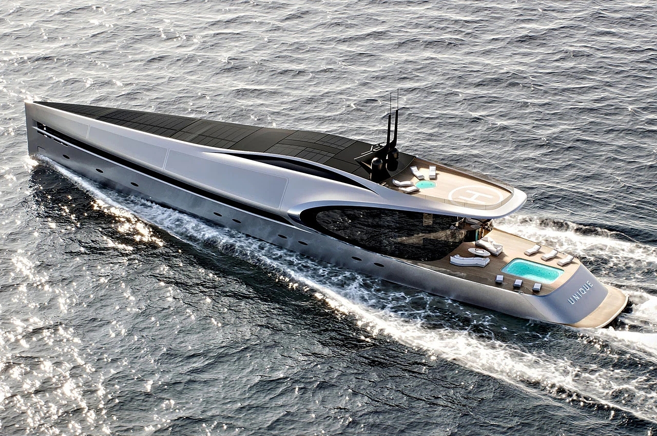 yacht，Bow，Futurism，international waters，Unique 71 concept yacht，