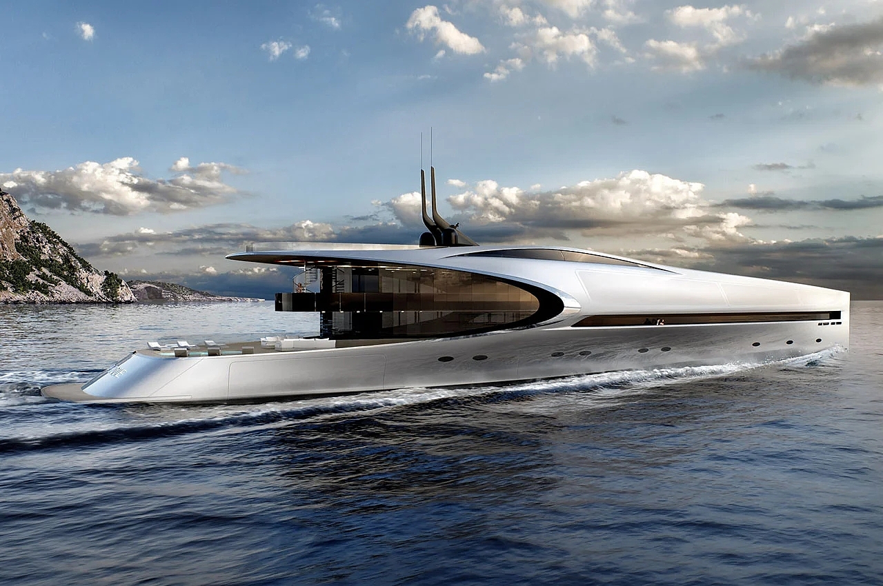 yacht，Bow，Futurism，international waters，Unique 71 concept yacht，
