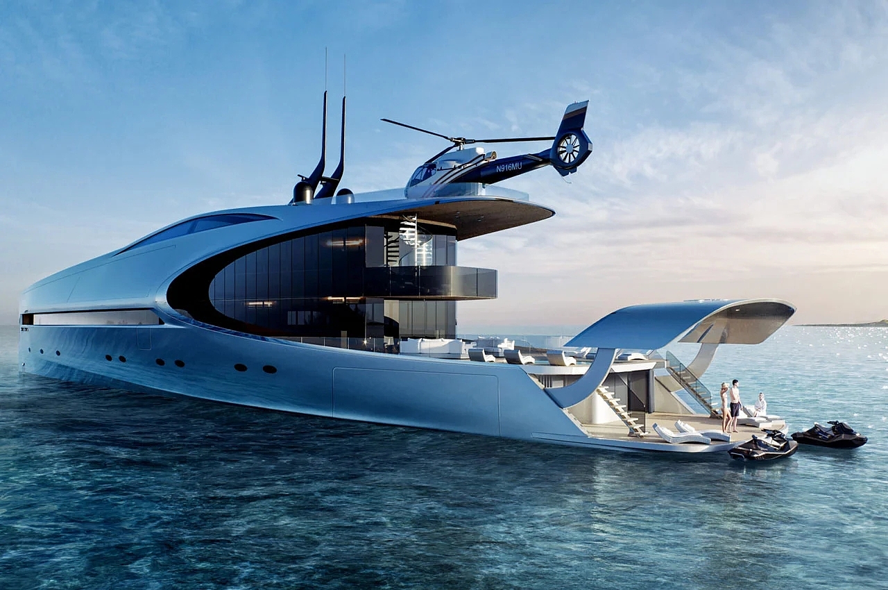 yacht，Bow，Futurism，international waters，Unique 71 concept yacht，