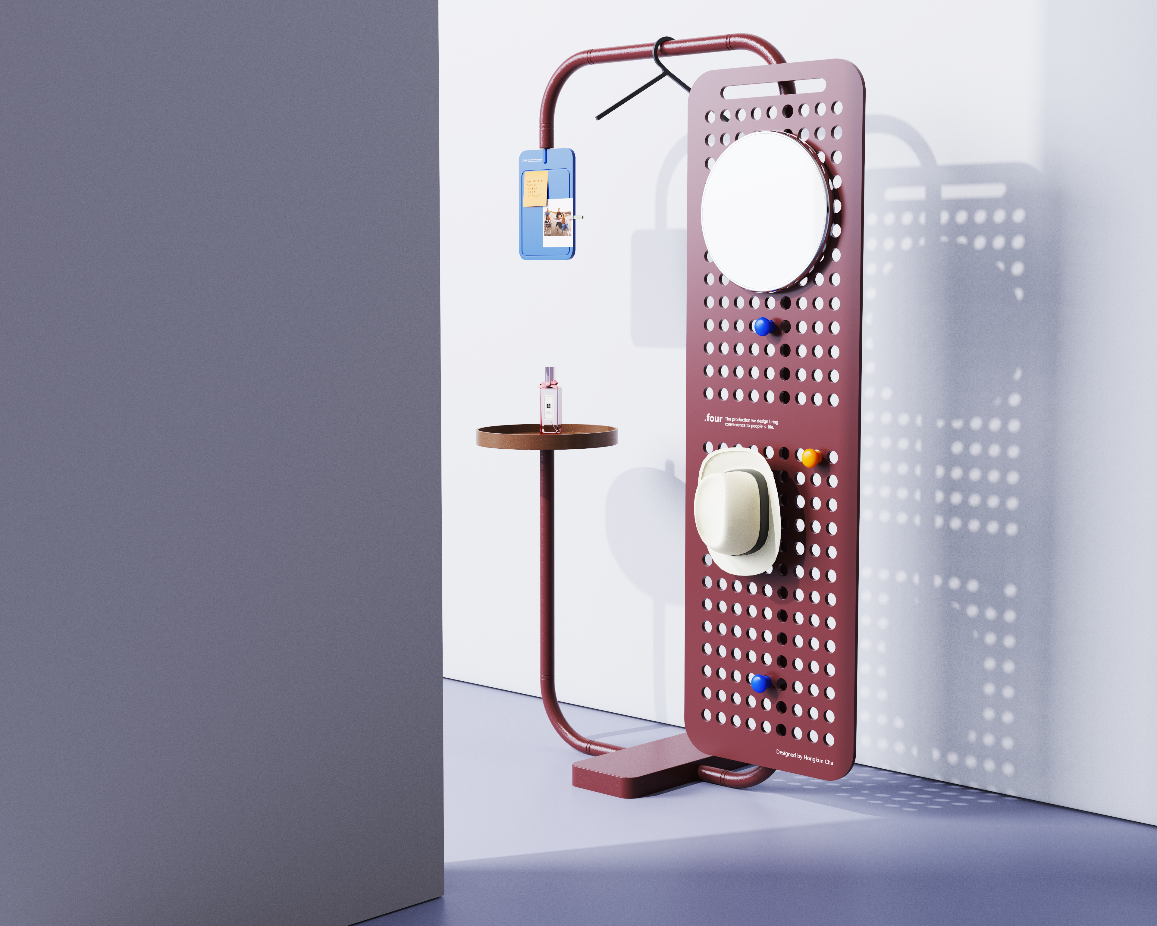 industrial design，furniture，Render，Coat rack，mirror，coat hanger，