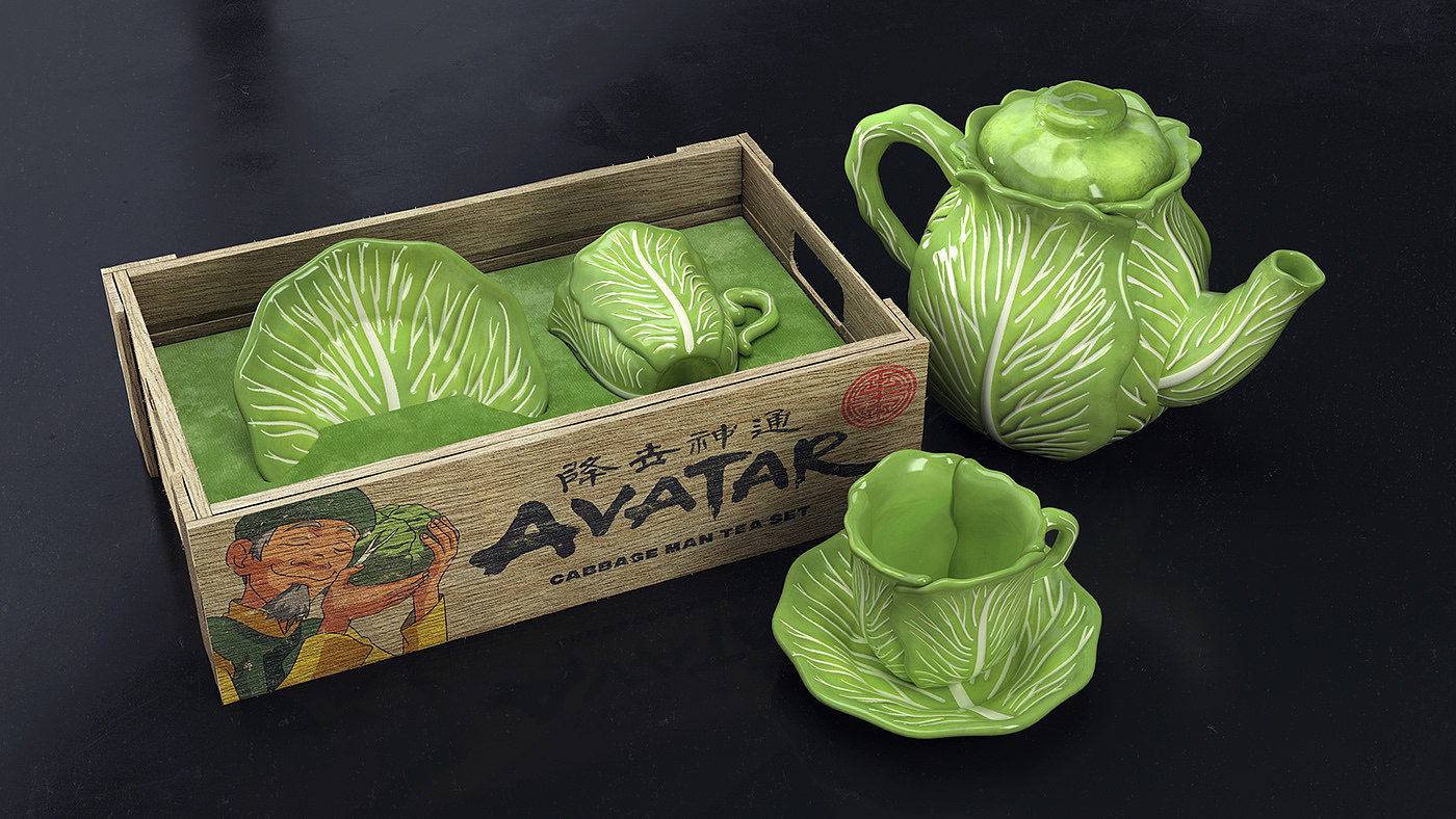 茶具，卷心菜，蔬菜，Avatar，绿色，降世神通，