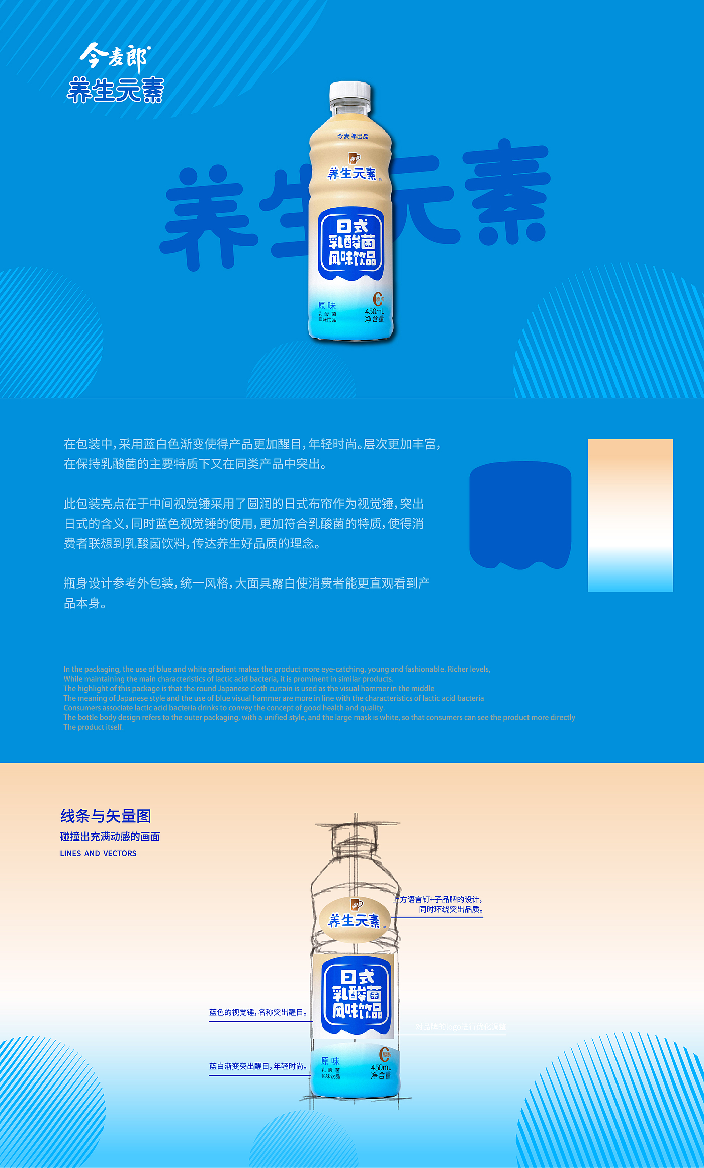 packing design，Lactic acid bacteria drink，Packaging technology，Bottle design，Japanese Style ，Bottle type and bottle label，