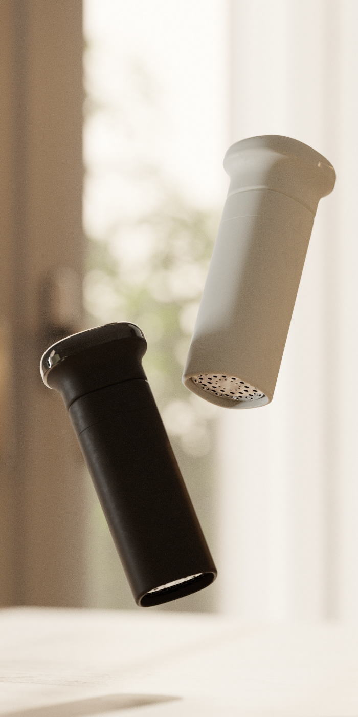 Francesco Brunetti，Duo，product design，Spice Grinder，Minimalist design ，Frosted ceramics，