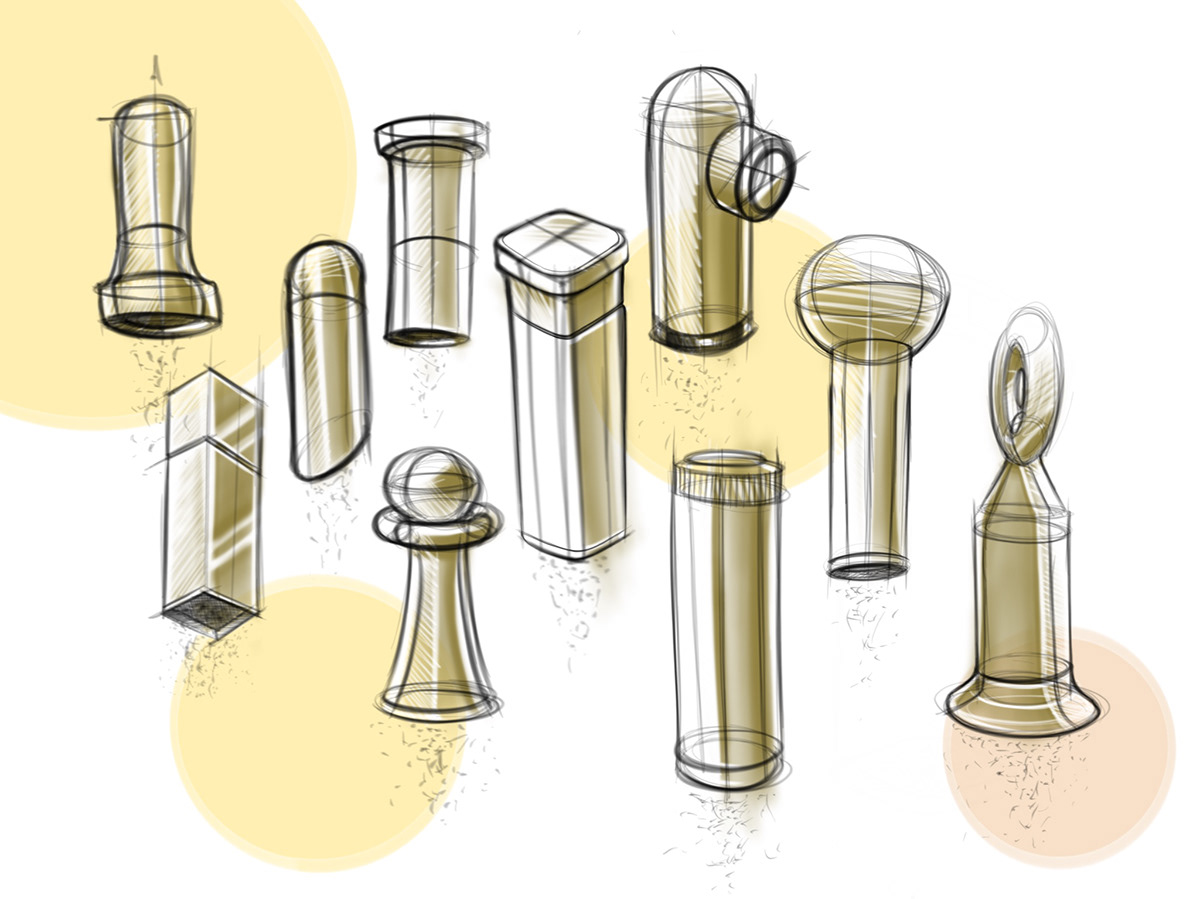 Francesco Brunetti，Duo，product design，Spice Grinder，Minimalist design ，Frosted ceramics，