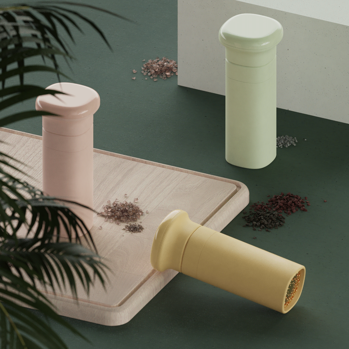 Francesco Brunetti，Duo，product design，Spice Grinder，Minimalist design ，Frosted ceramics，