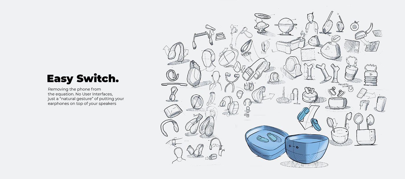 PLUS / NEST，Experience design，Magnetic design，Wireless charging，Deepanjan Sinha，Earphone design，