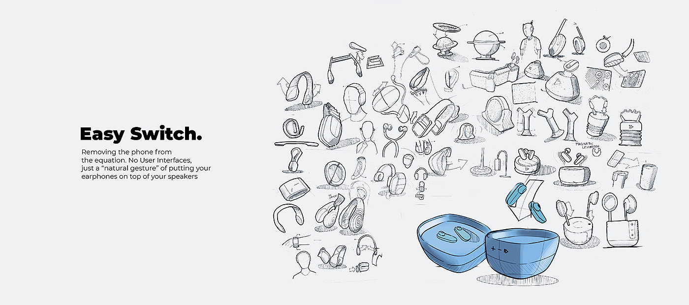 PLUS / NEST，Experience design，Magnetic design，Wireless charging，Deepanjan Sinha，Earphone design，