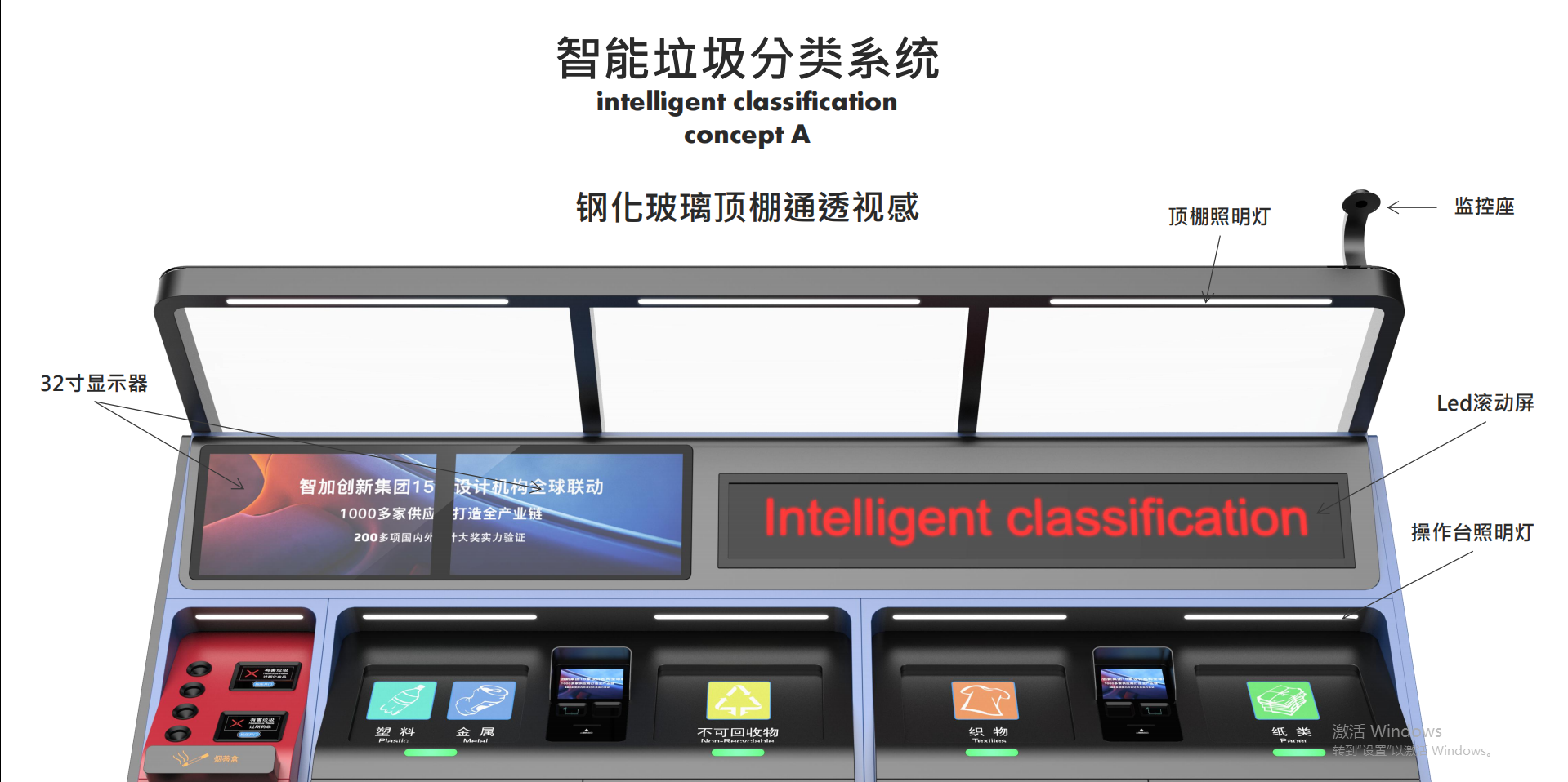 refuse classification，dustbin，Sheet metal equipment，Intelligent equipment，