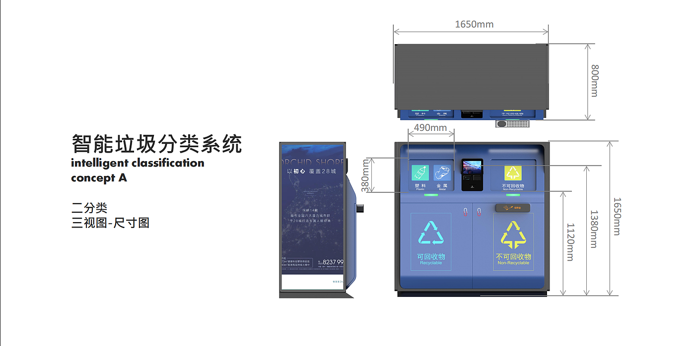 refuse classification，dustbin，Sheet metal equipment，Intelligent equipment，