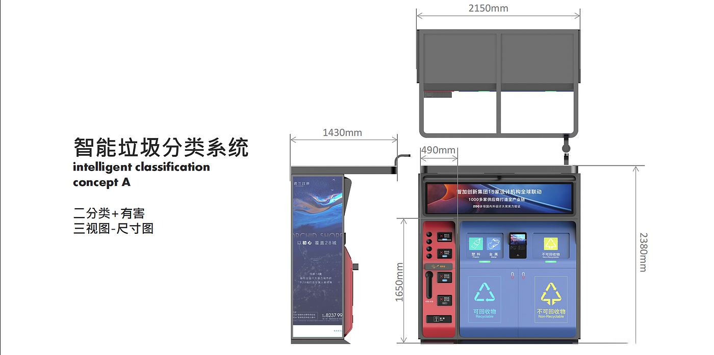 refuse classification，dustbin，Sheet metal equipment，Intelligent equipment，