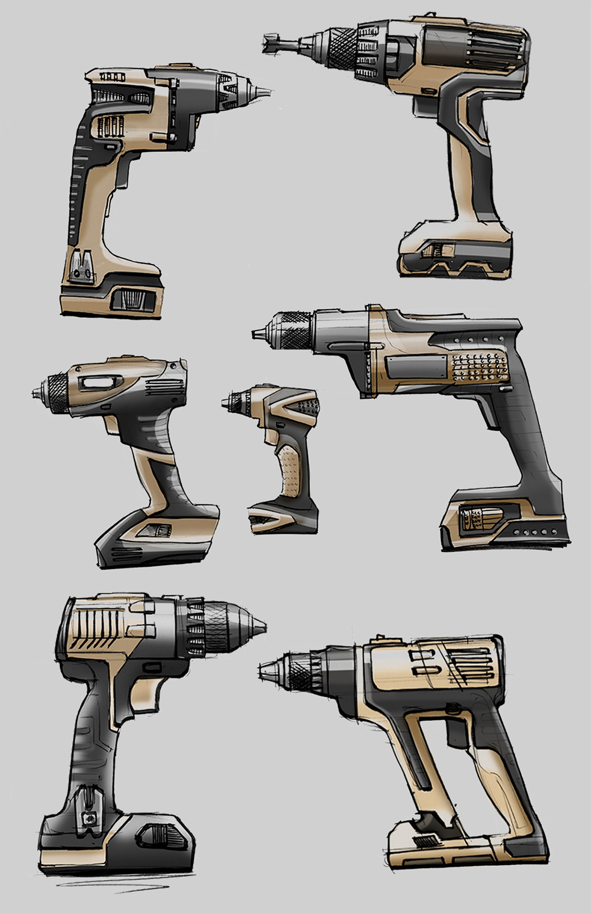 Electric drill，sketch，Render，Electric，