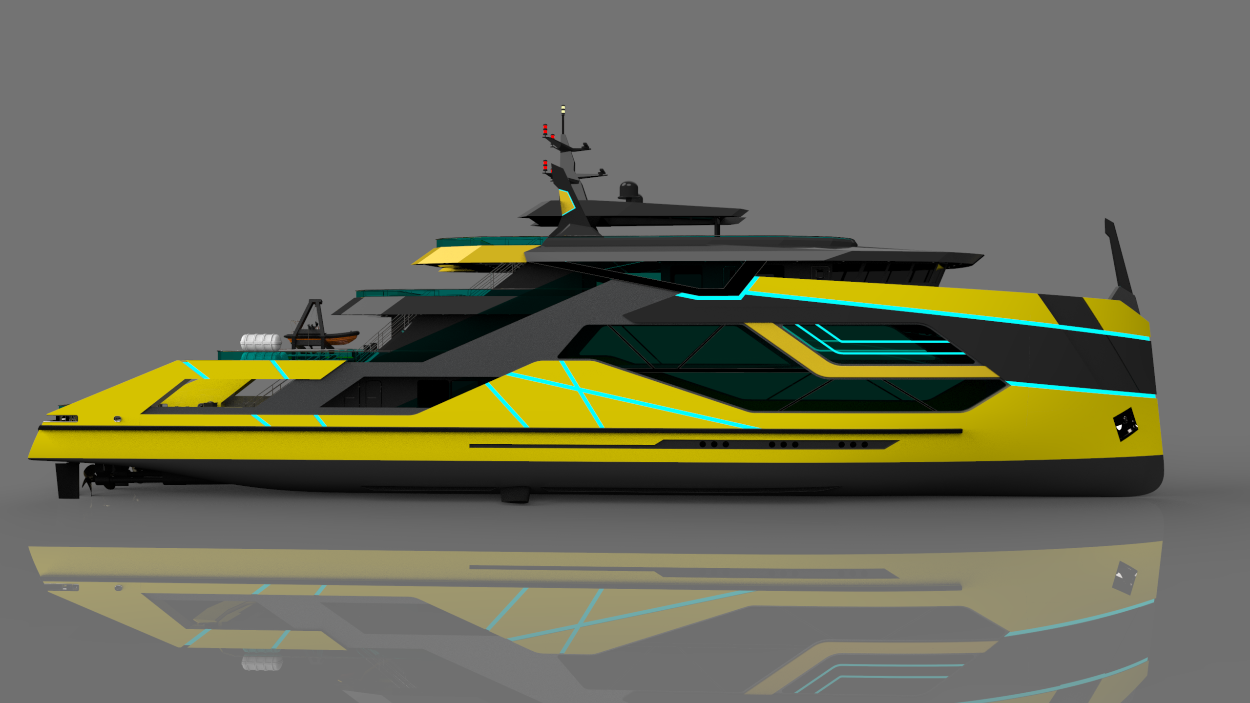 Luxury, cyber, technology, boat, yacht，