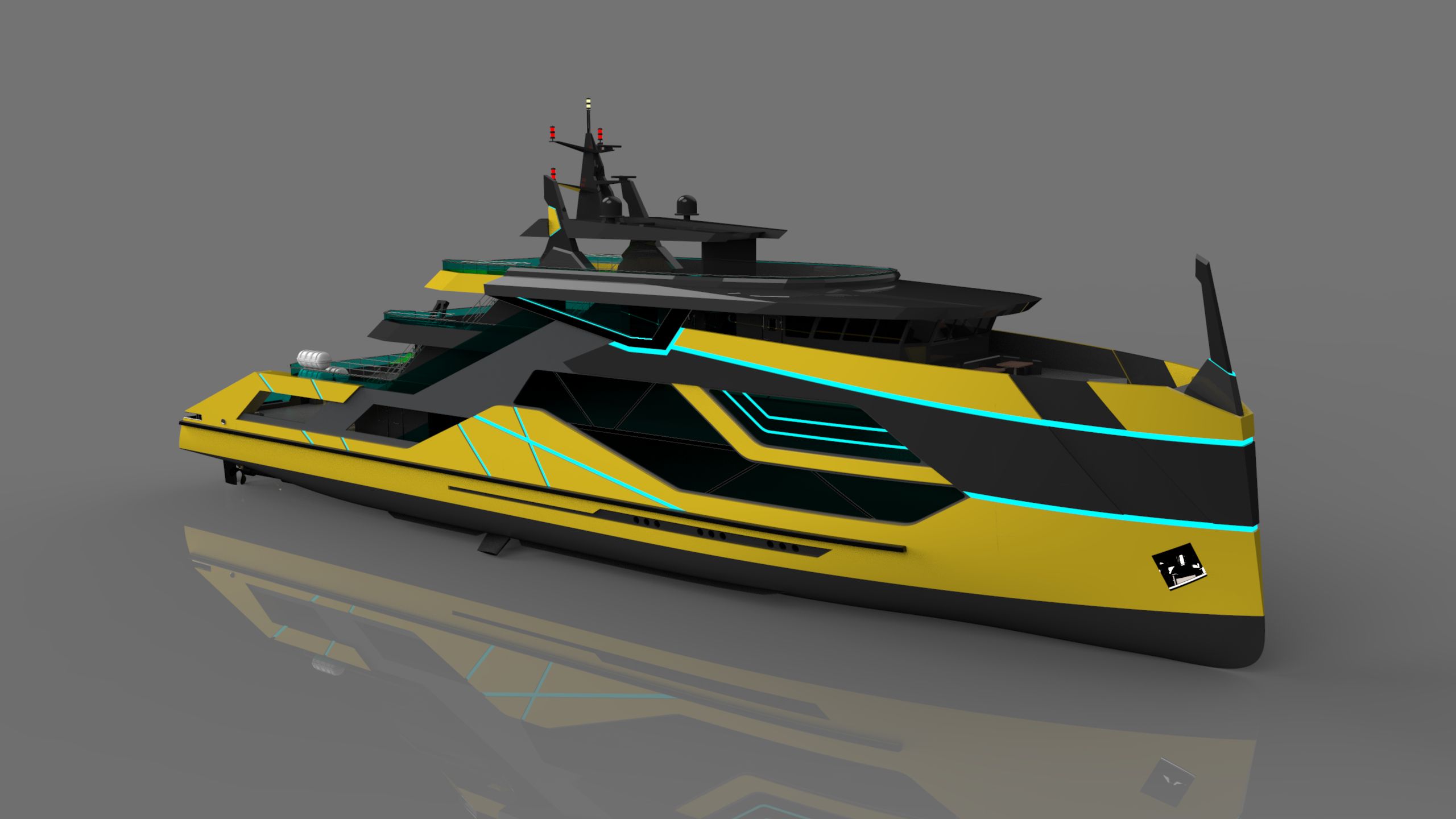 Luxury, cyber, technology, boat, yacht，