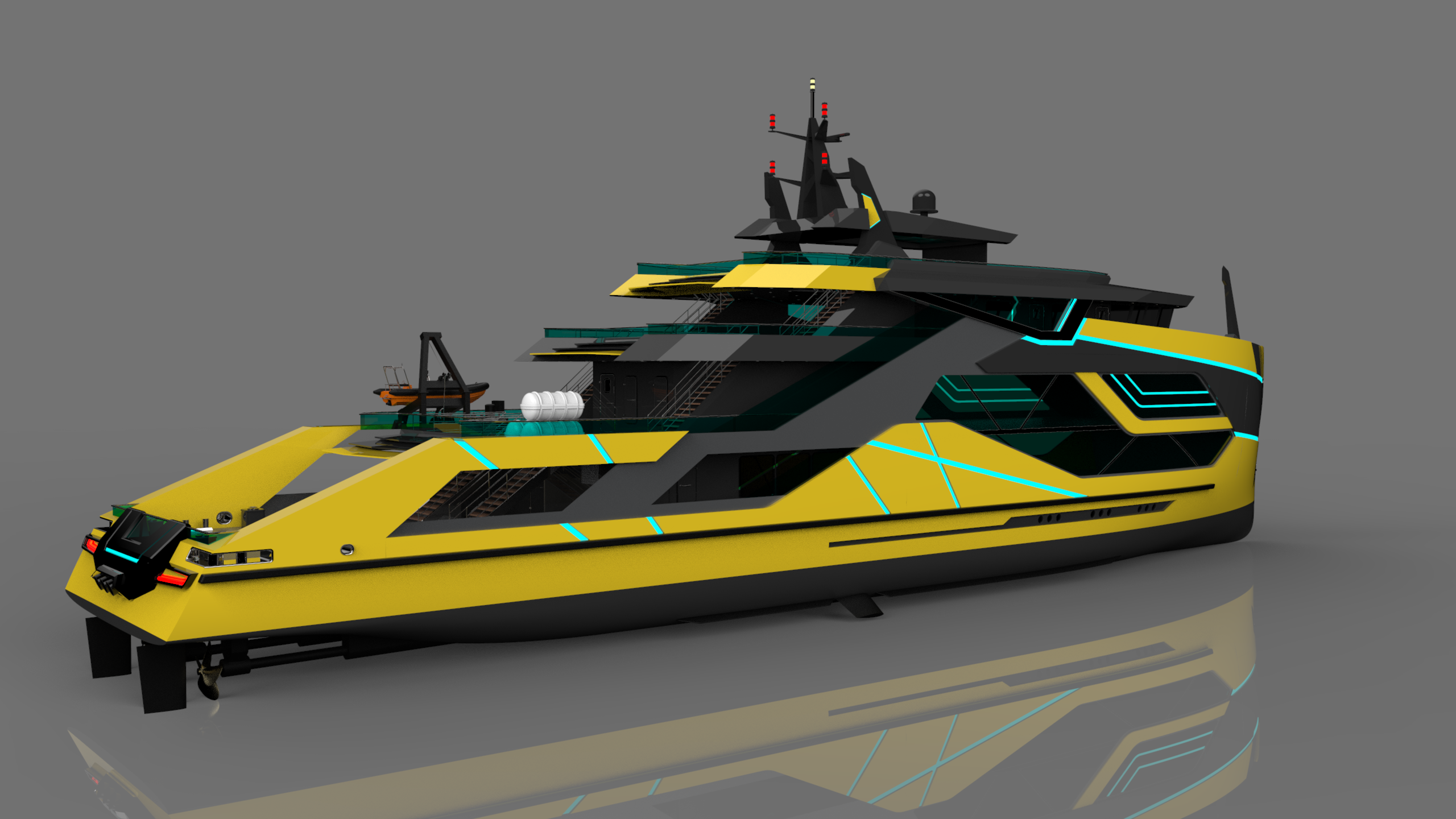 Luxury, cyber, technology, boat, yacht，