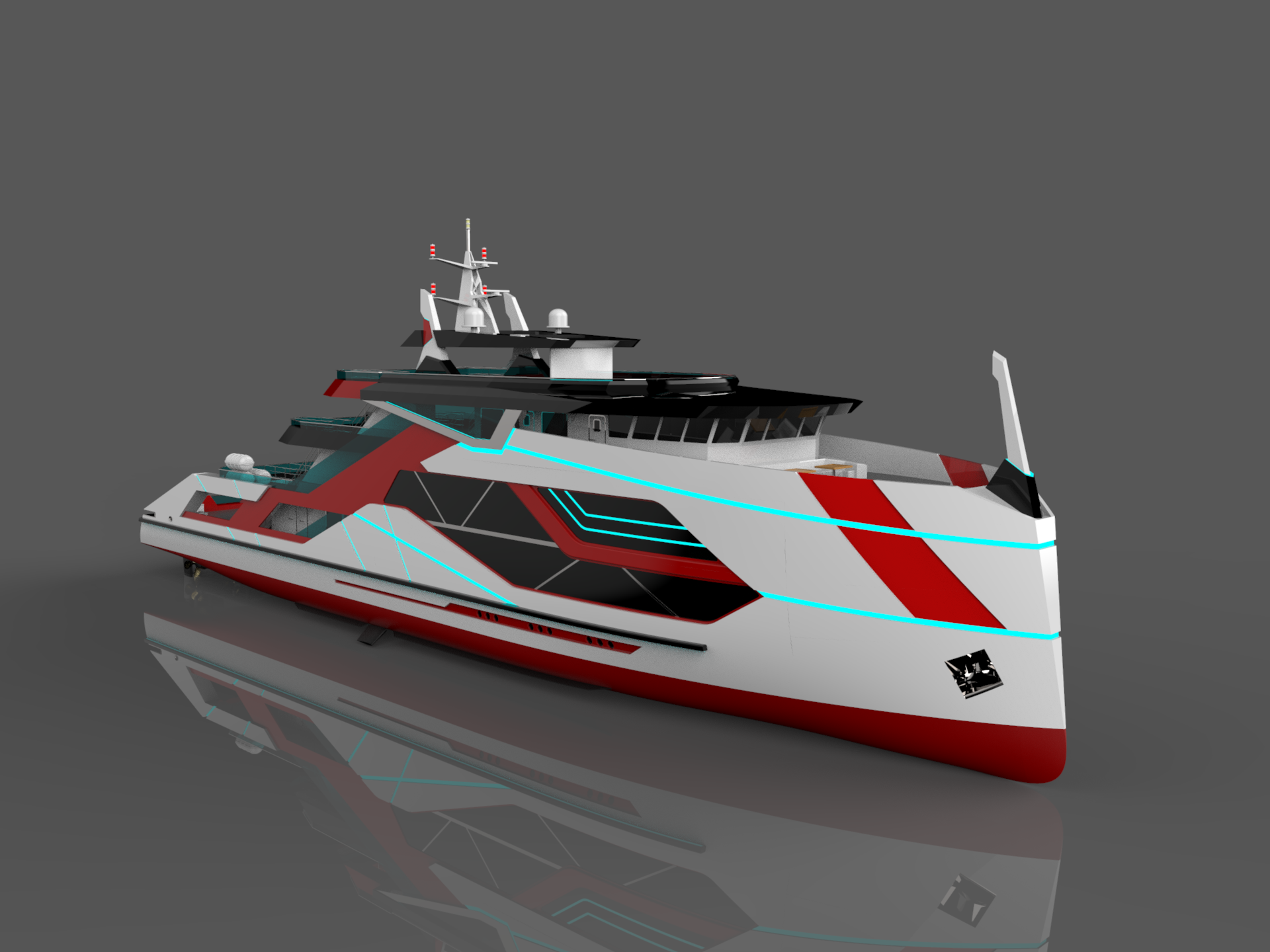 Luxury, cyber, technology, boat, yacht，