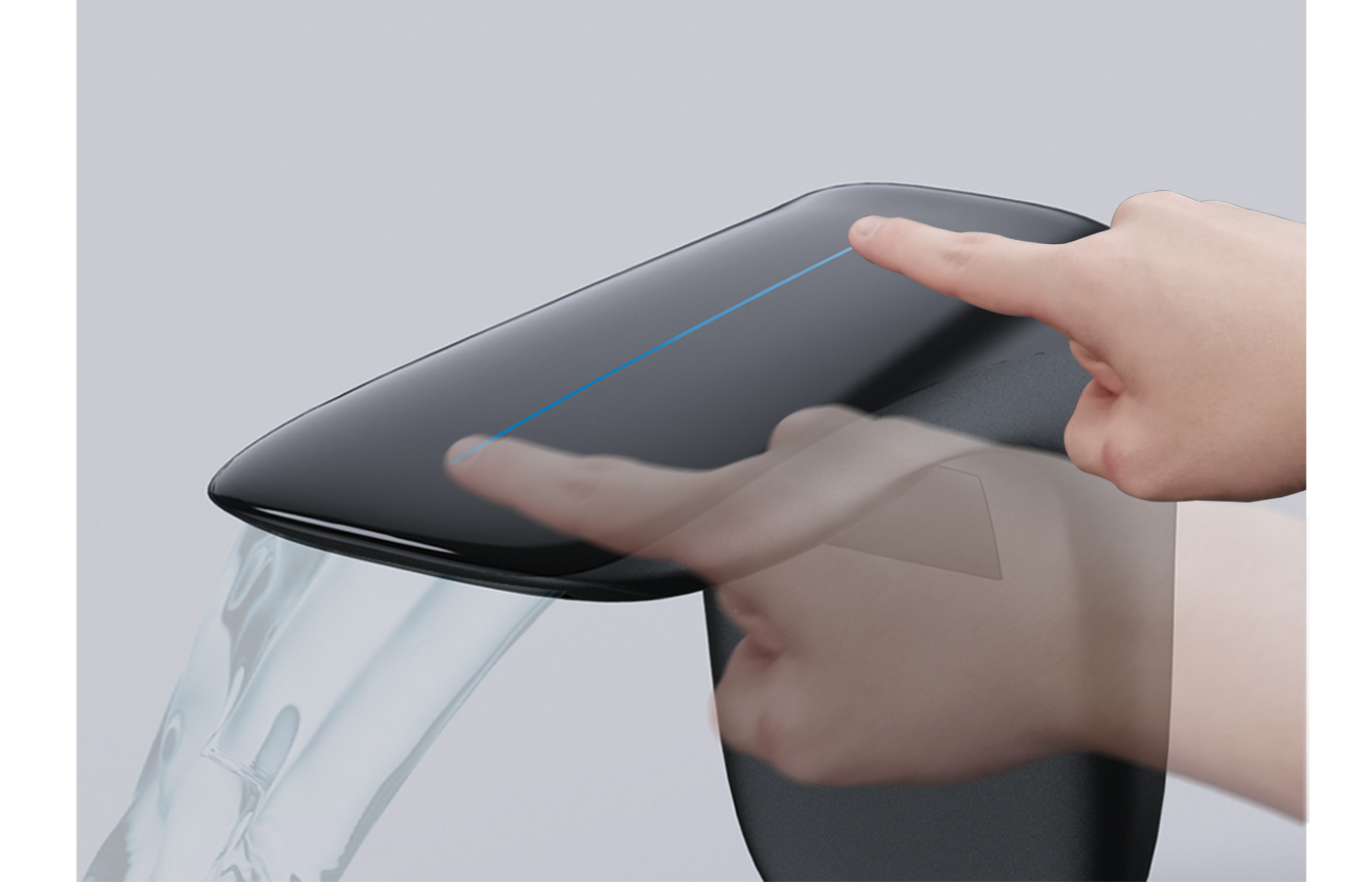 3D water curtain，Intelligent interaction，Function combination，convenient，Design，a notice in a missing-persons column，