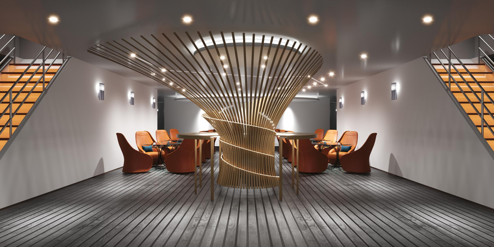 Yacht, interior decoration, boat, cyberpunk, sense of science and technology，