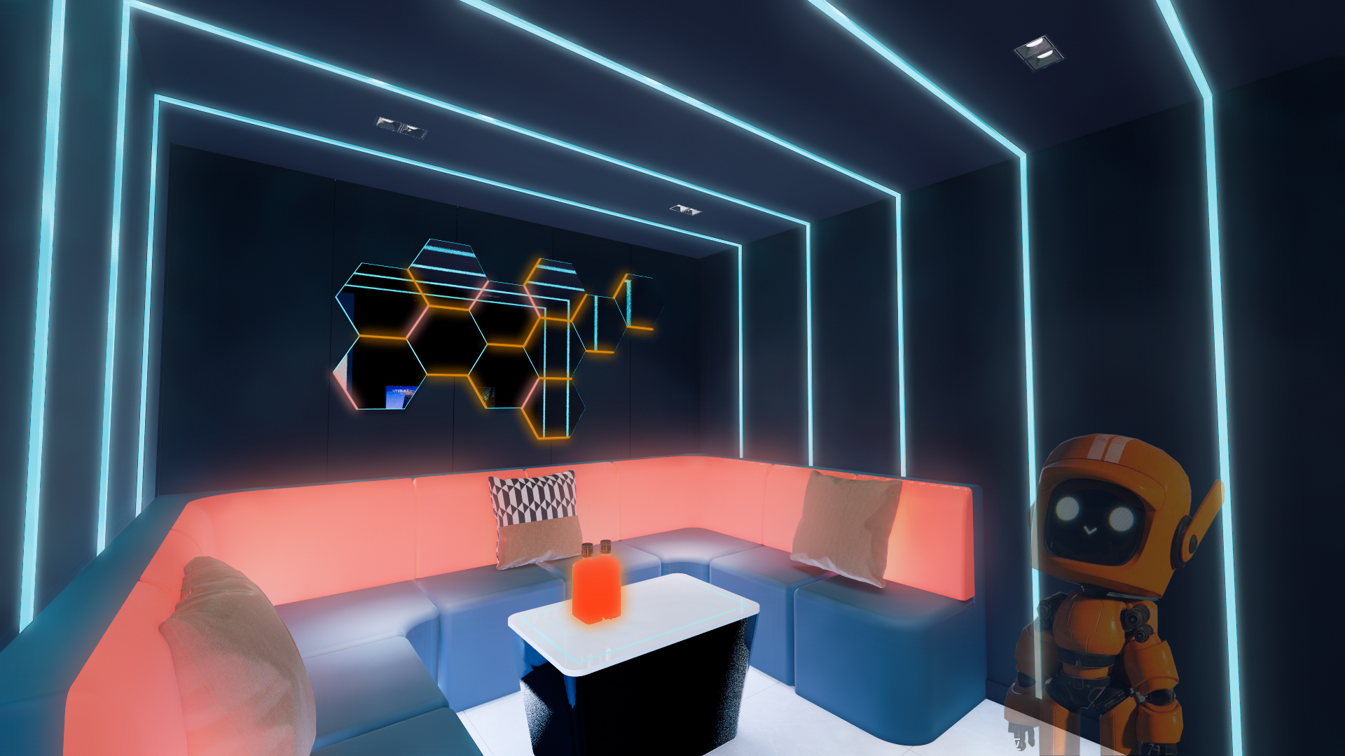 Yacht, interior decoration, boat, cyberpunk, sense of science and technology，