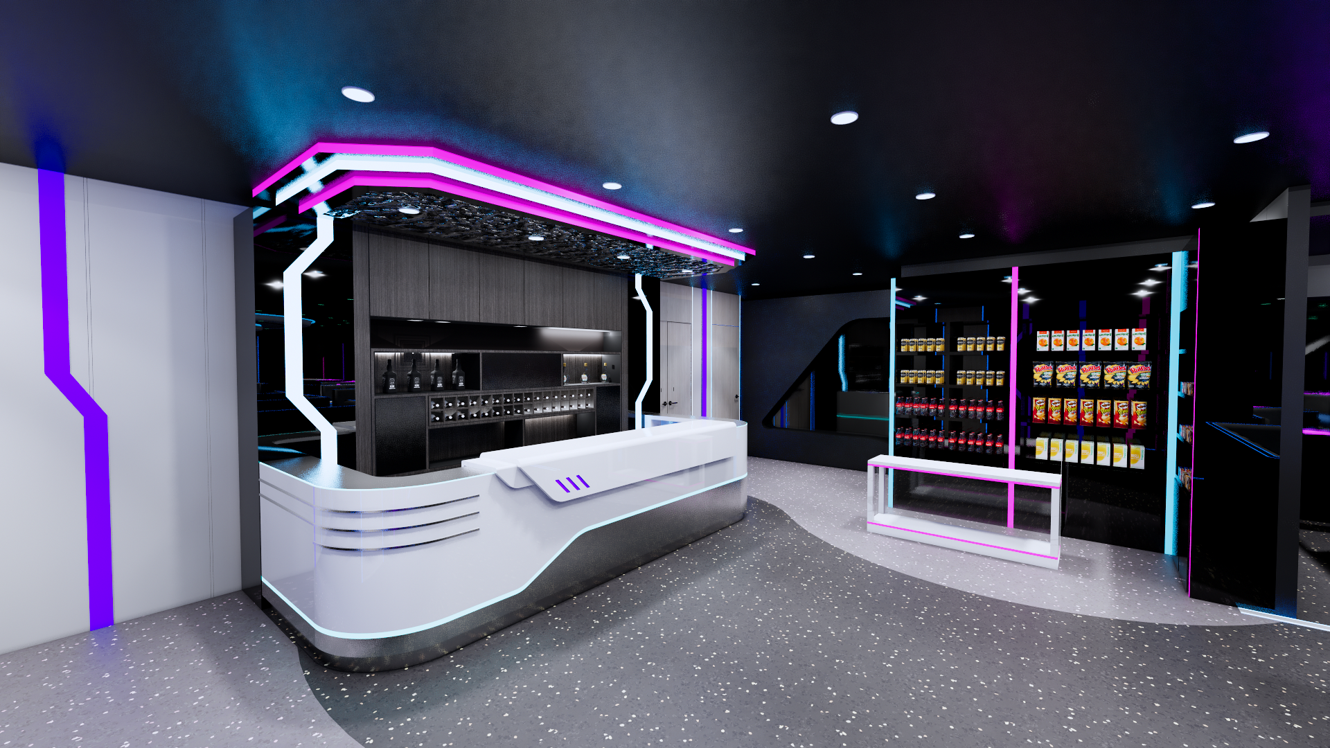 Yacht, interior decoration, boat, cyberpunk, sense of science and technology，