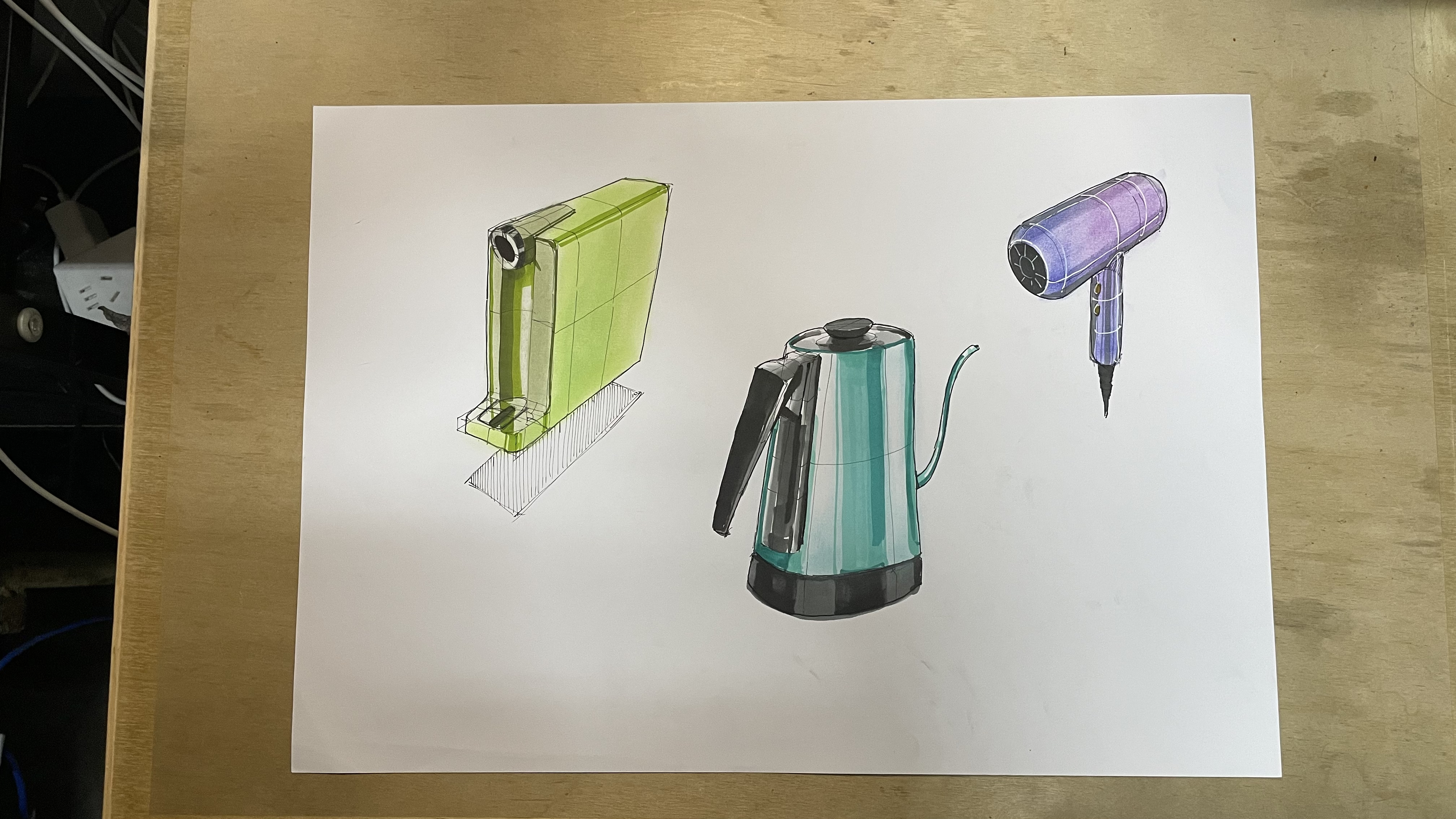 Hand drawn industrial design，