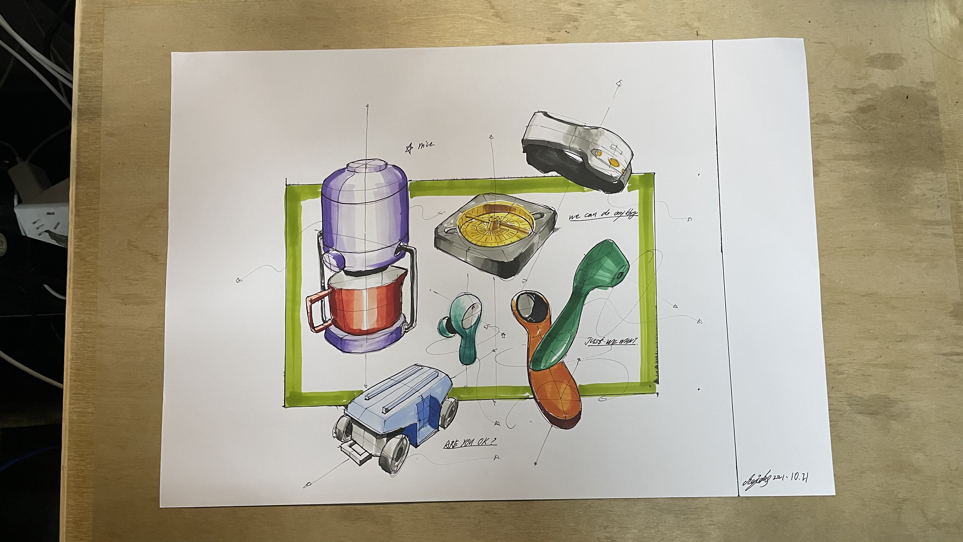 Hand drawn industrial design，