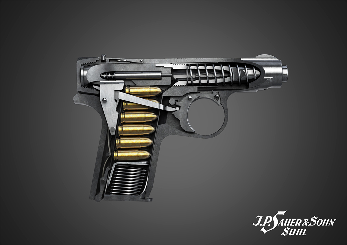 Pistol，product design，Model rendering，Cool picture，modeling，
