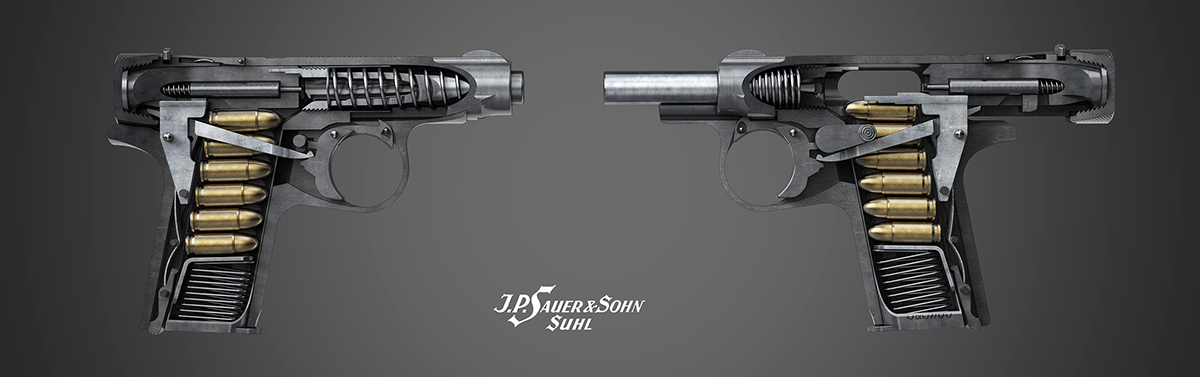 Pistol，product design，Model rendering，Cool picture，modeling，