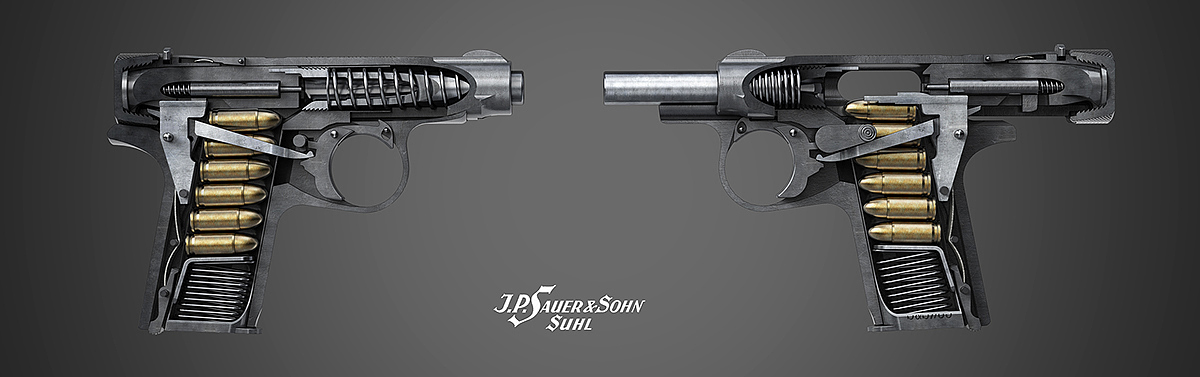 Pistol，product design，Model rendering，Cool picture，modeling，