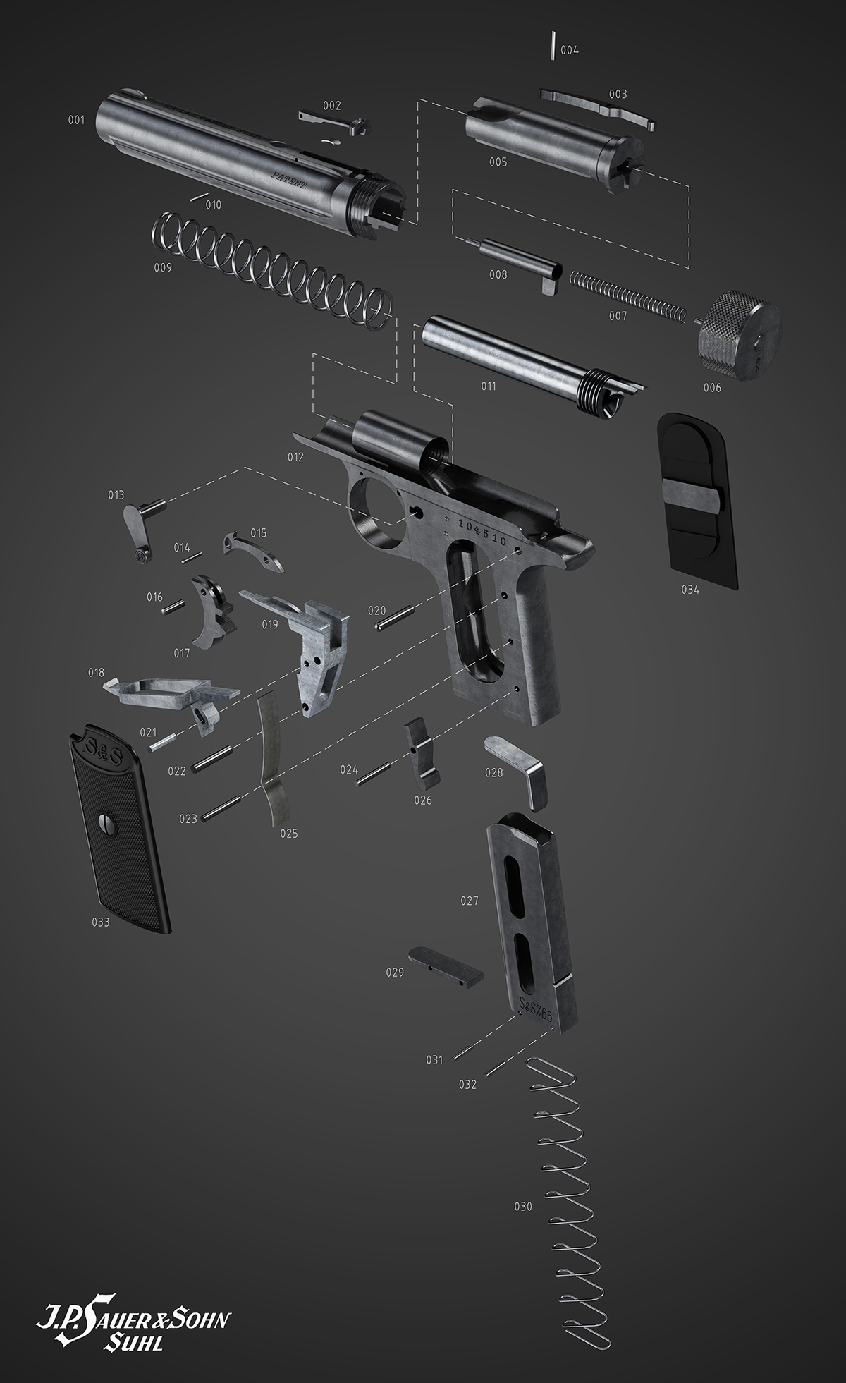 Pistol，product design，Model rendering，Cool picture，modeling，