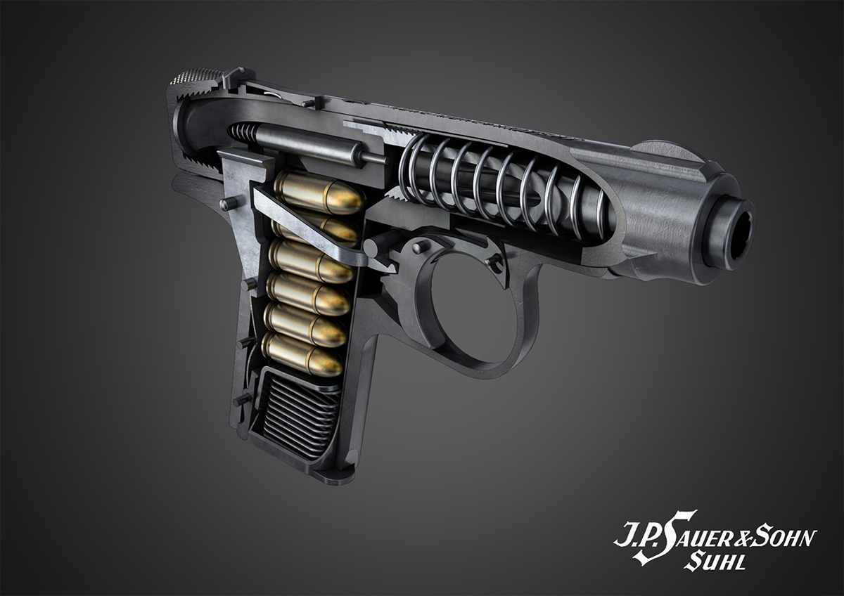 Pistol，product design，Model rendering，Cool picture，modeling，