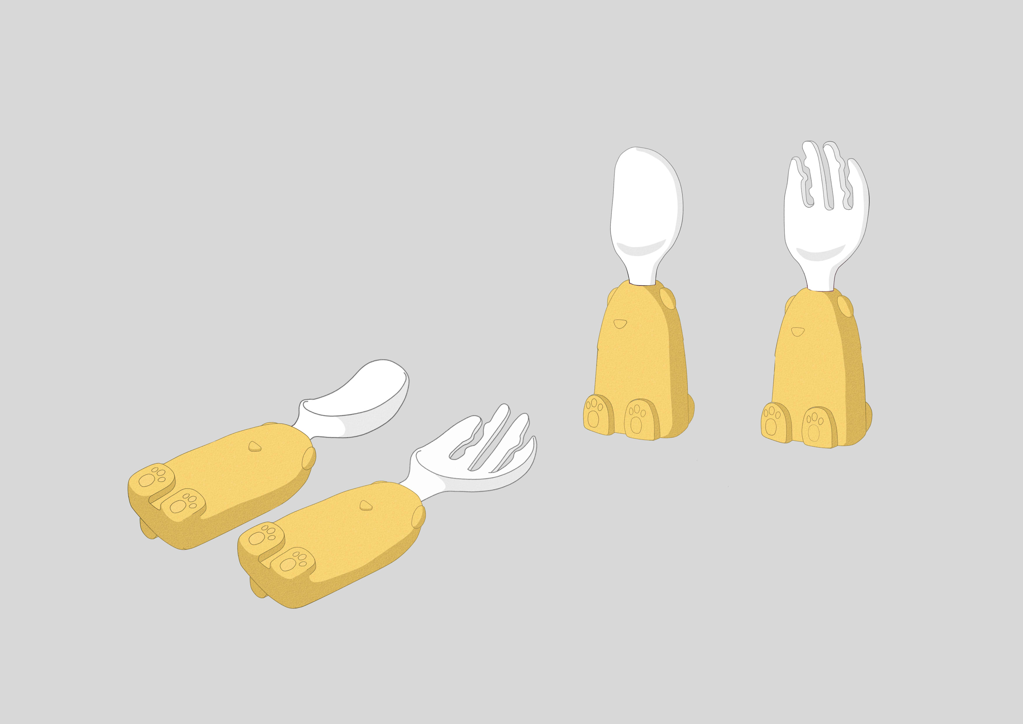 Short handle fork spoon，Children's training fork and spoon，