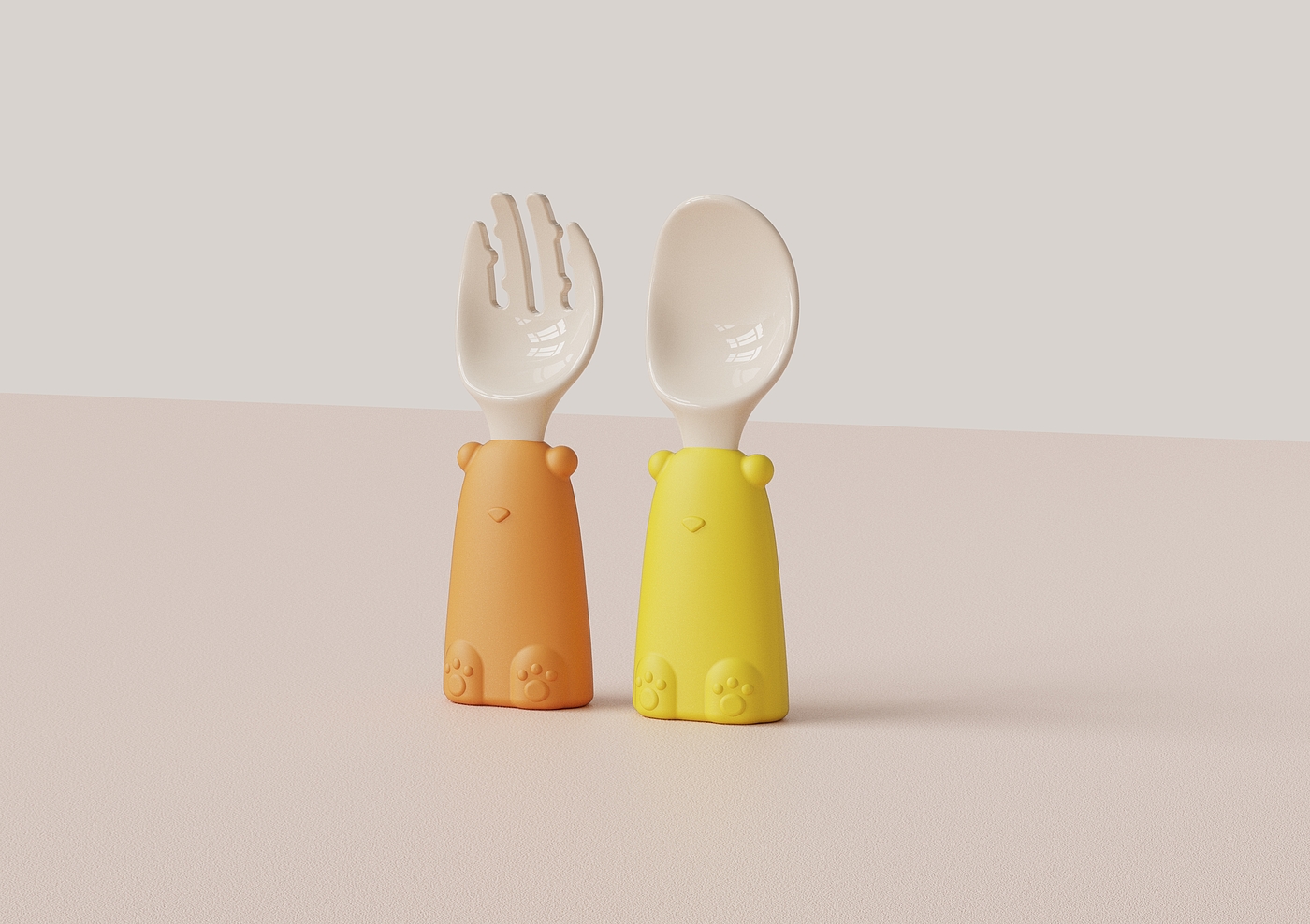 Short handle fork spoon，Children's training fork and spoon，