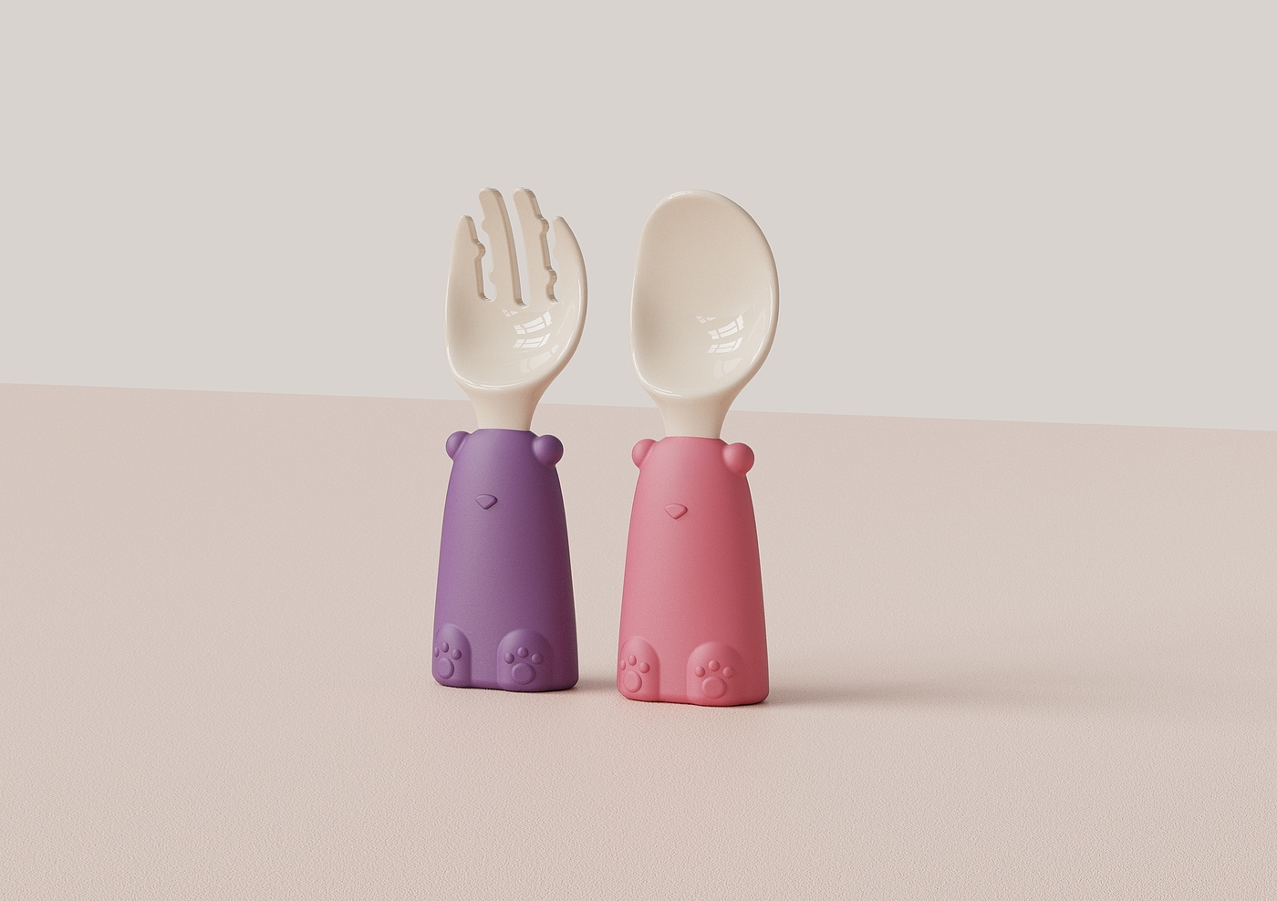 Short handle fork spoon，Children's training fork and spoon，
