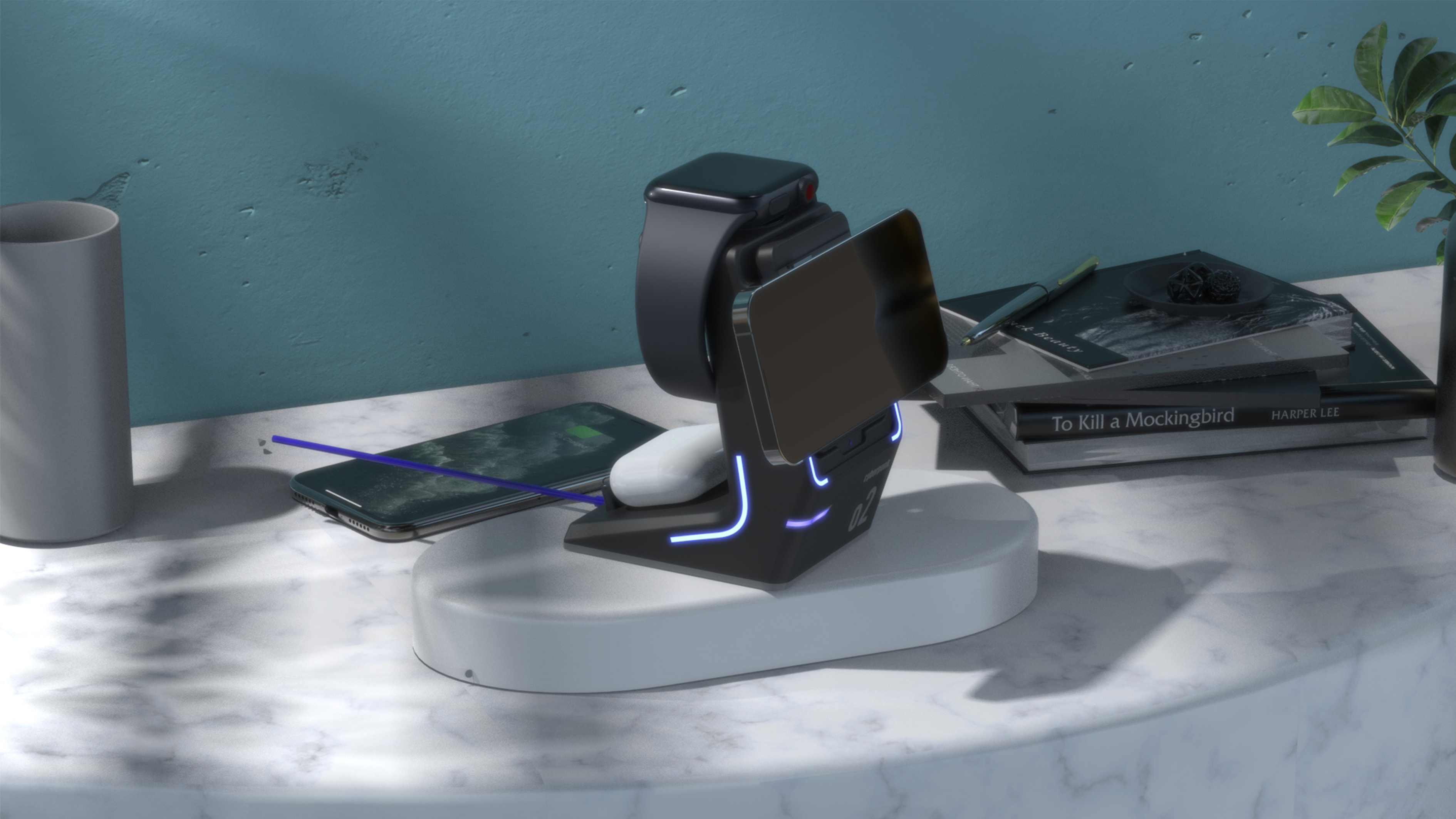 Wireless charging, magnetic suction, charging treasure, mobile phone bracket·，