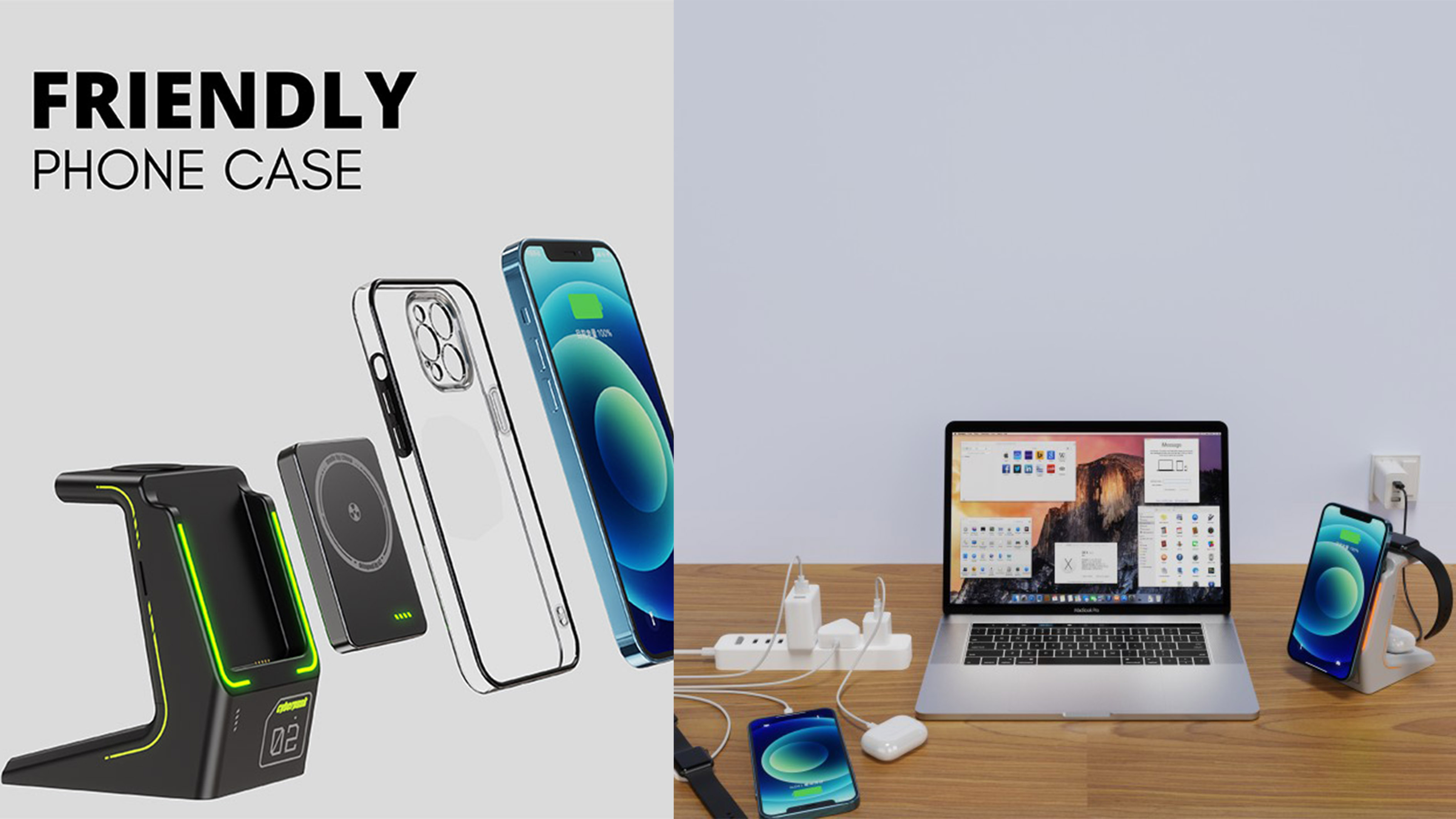 Wireless charging, magnetic suction, charging treasure, mobile phone bracket·，