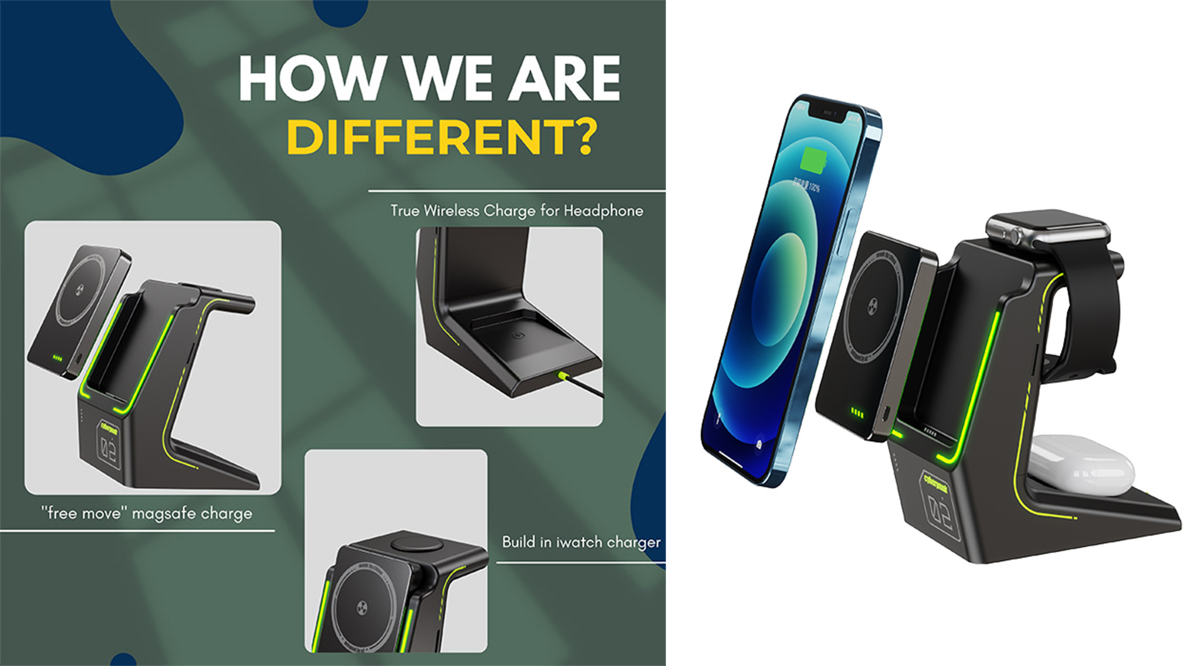 Wireless charging, magnetic suction, charging treasure, mobile phone bracket·，