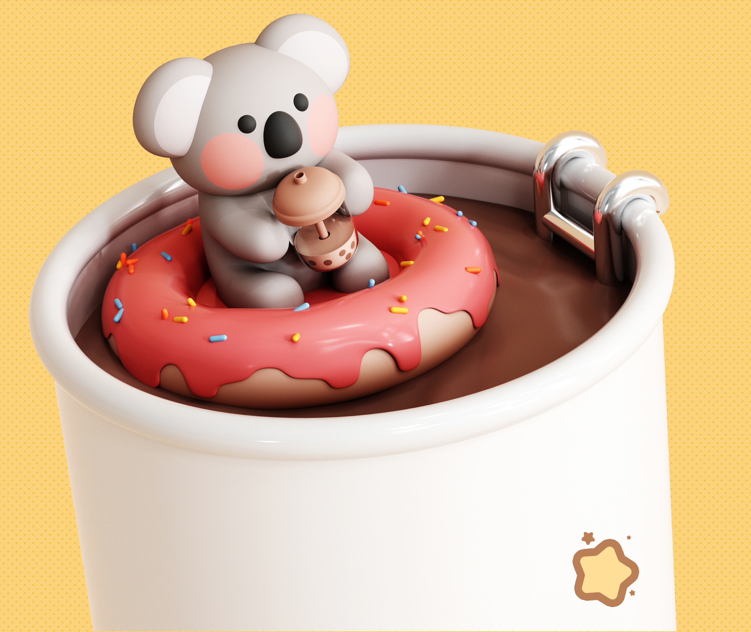 Humidifier，Cartoon style，Koala，tea with milk，