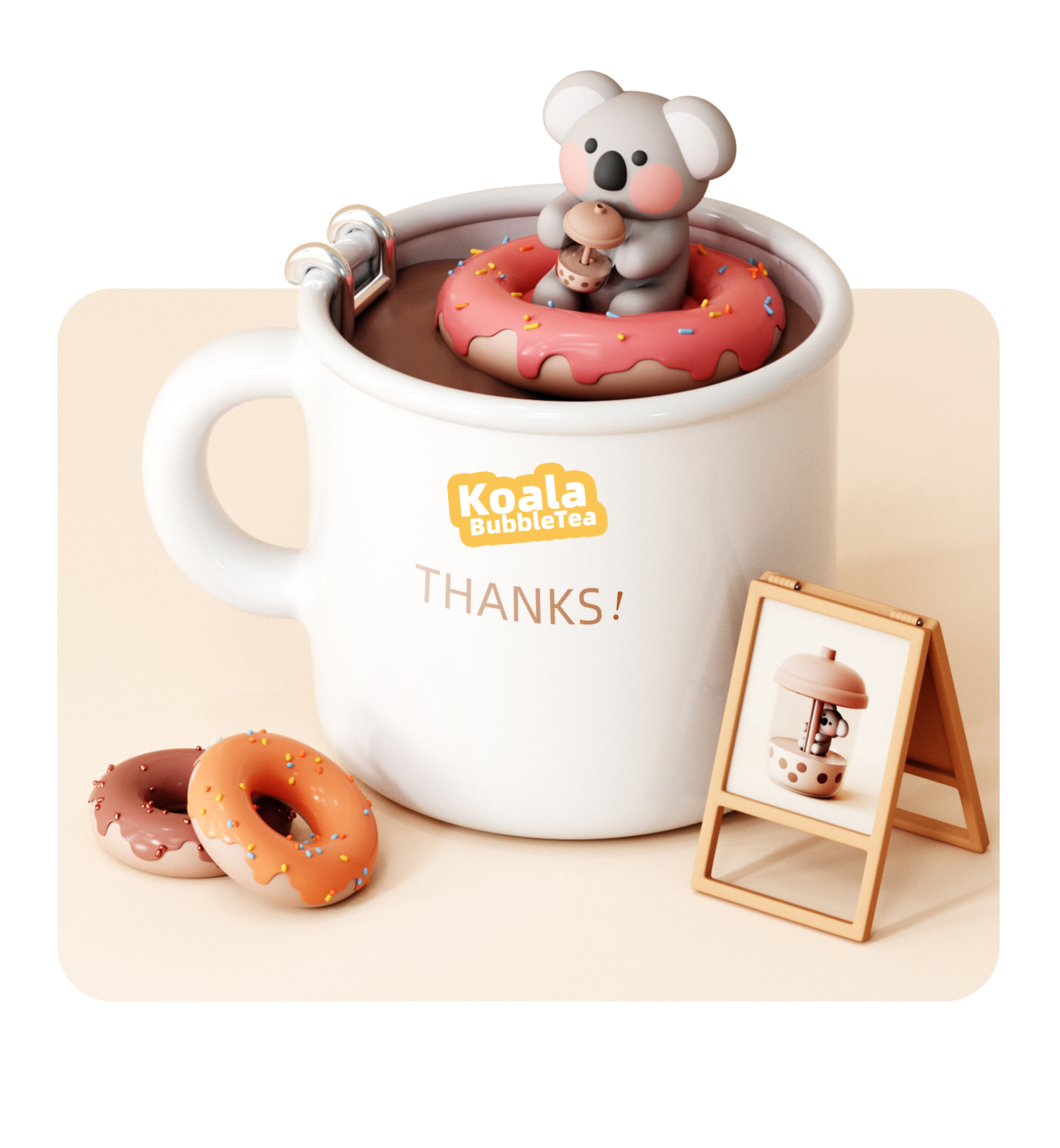 Humidifier，Cartoon style，Koala，tea with milk，