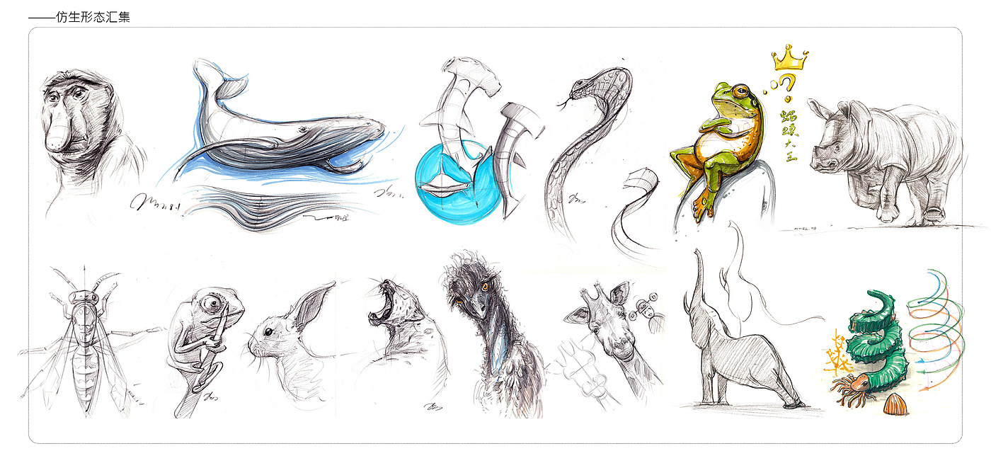 industrial design，product design，Hand drawn industrial design，Bionic design sketch，Effect drawing of industrial design hand-painted postgraduate entrance examination，Hand drawn sketch of product design，Design elements，Design draft，