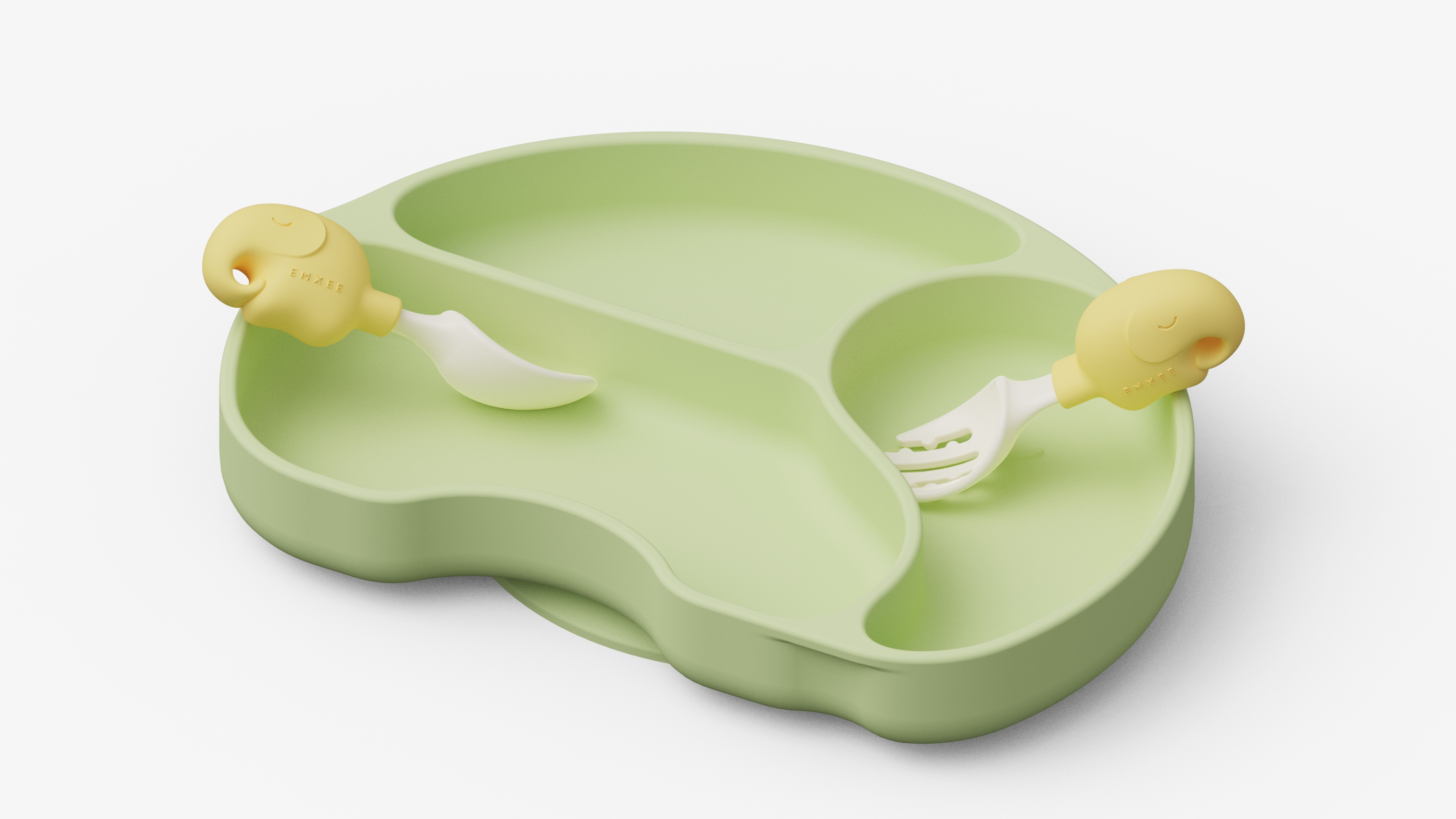 elephant，Silica gel plate，Auxiliary food fork spoon，children，