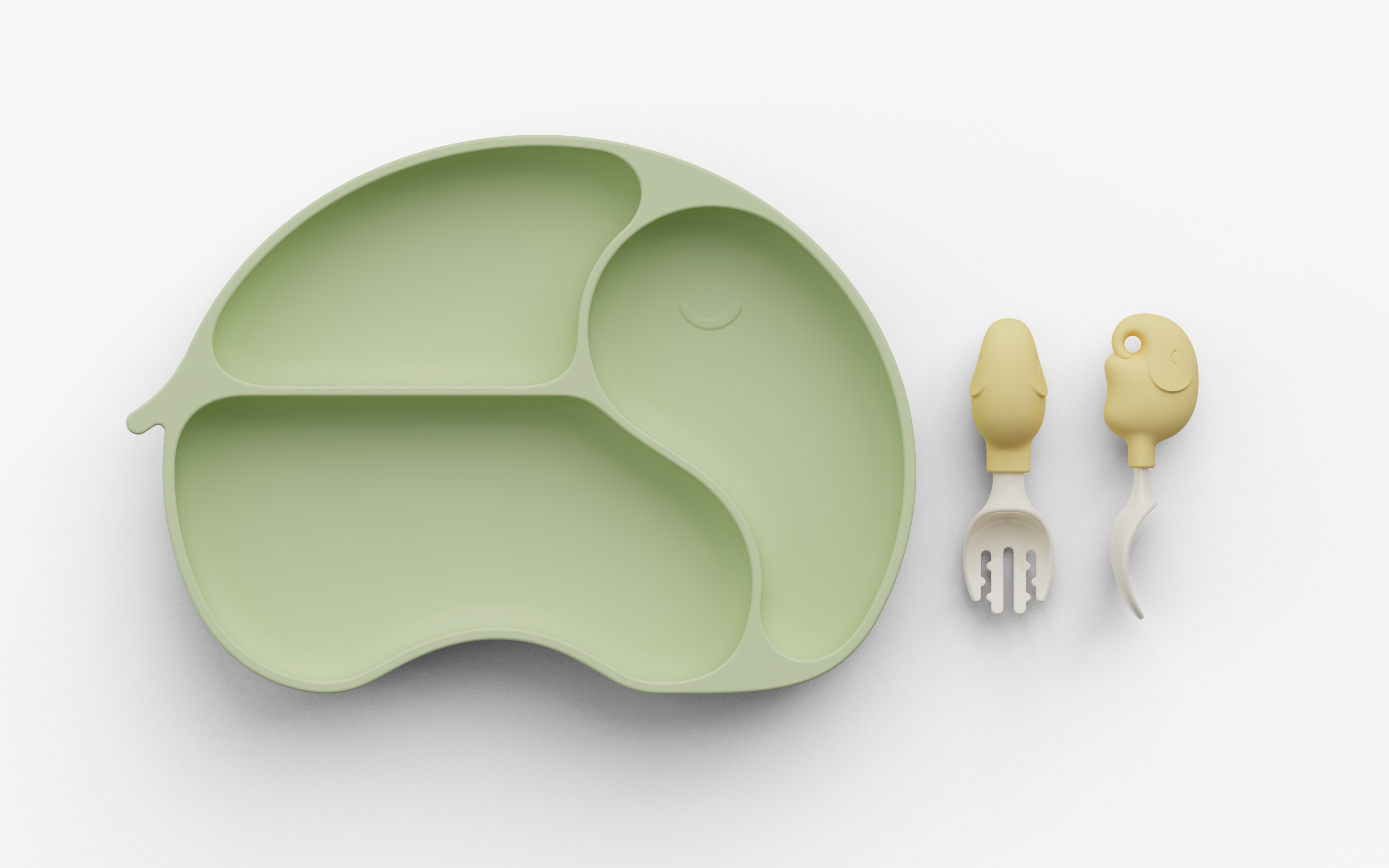 elephant，Silica gel plate，Auxiliary food fork spoon，children，