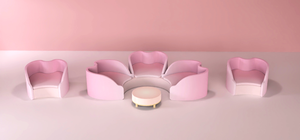 sofa，cherry blossoms，modularization，