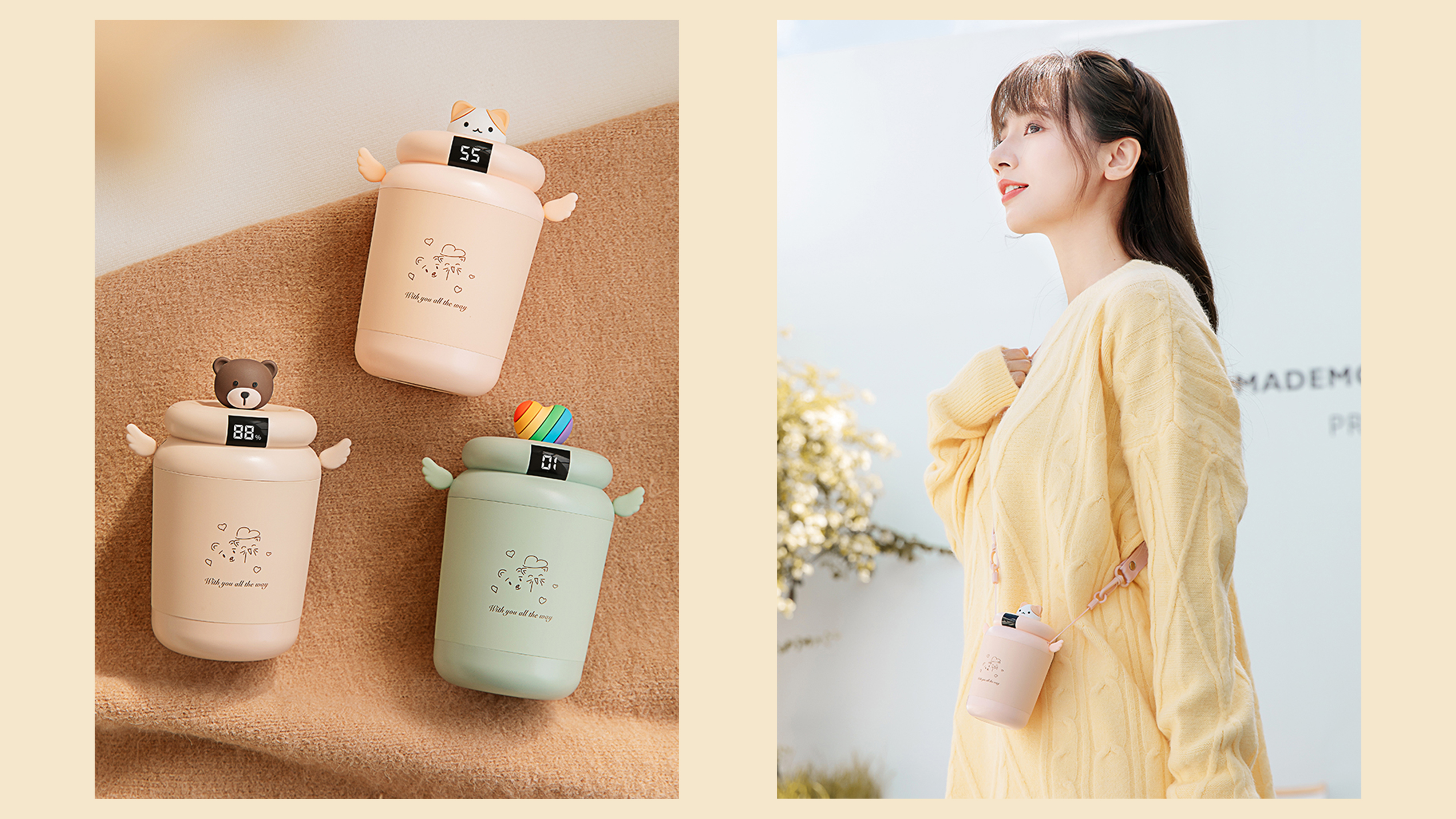 Warm hand design，portable battery，Winter products，Cartoon style，