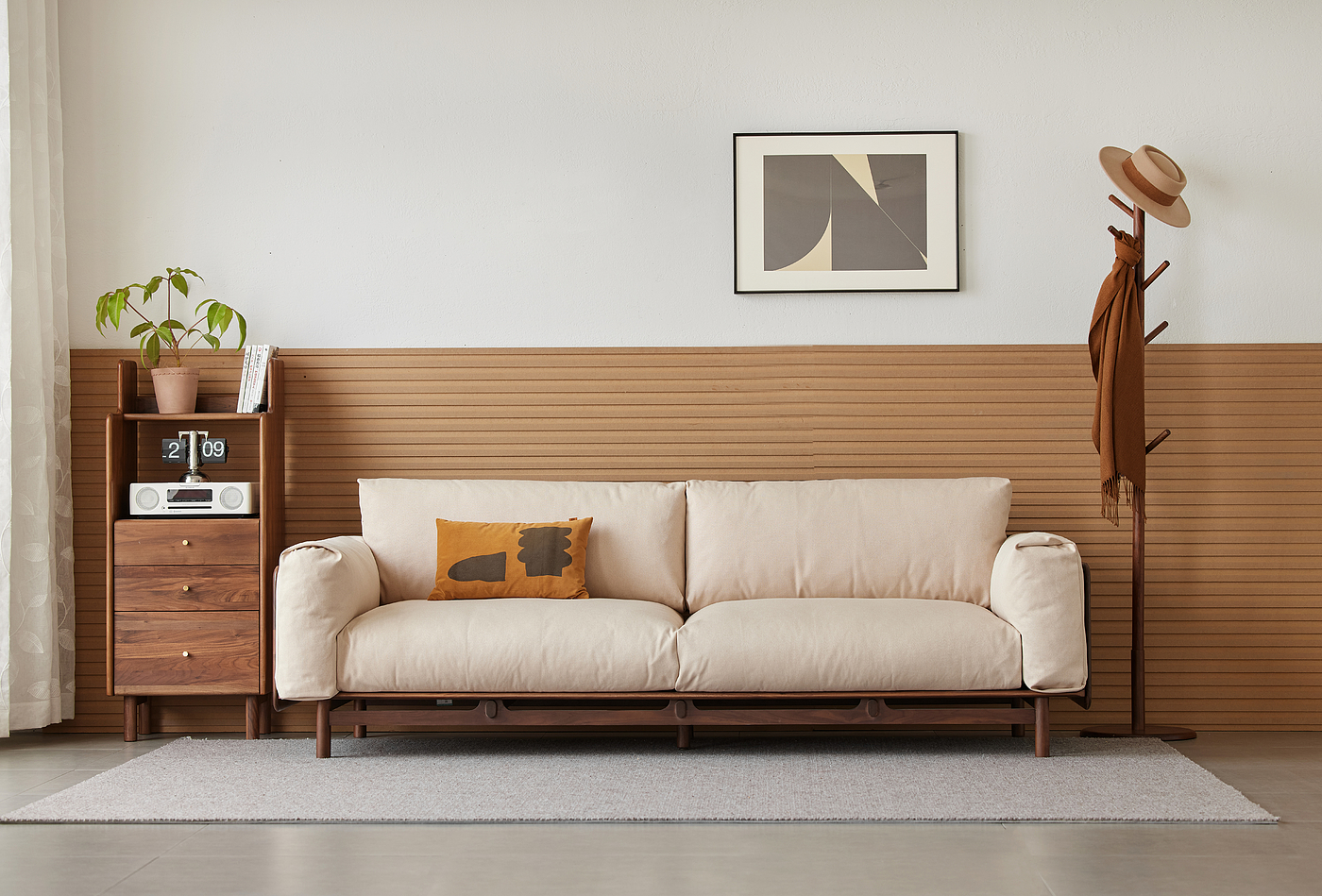 Black walnut sofa，