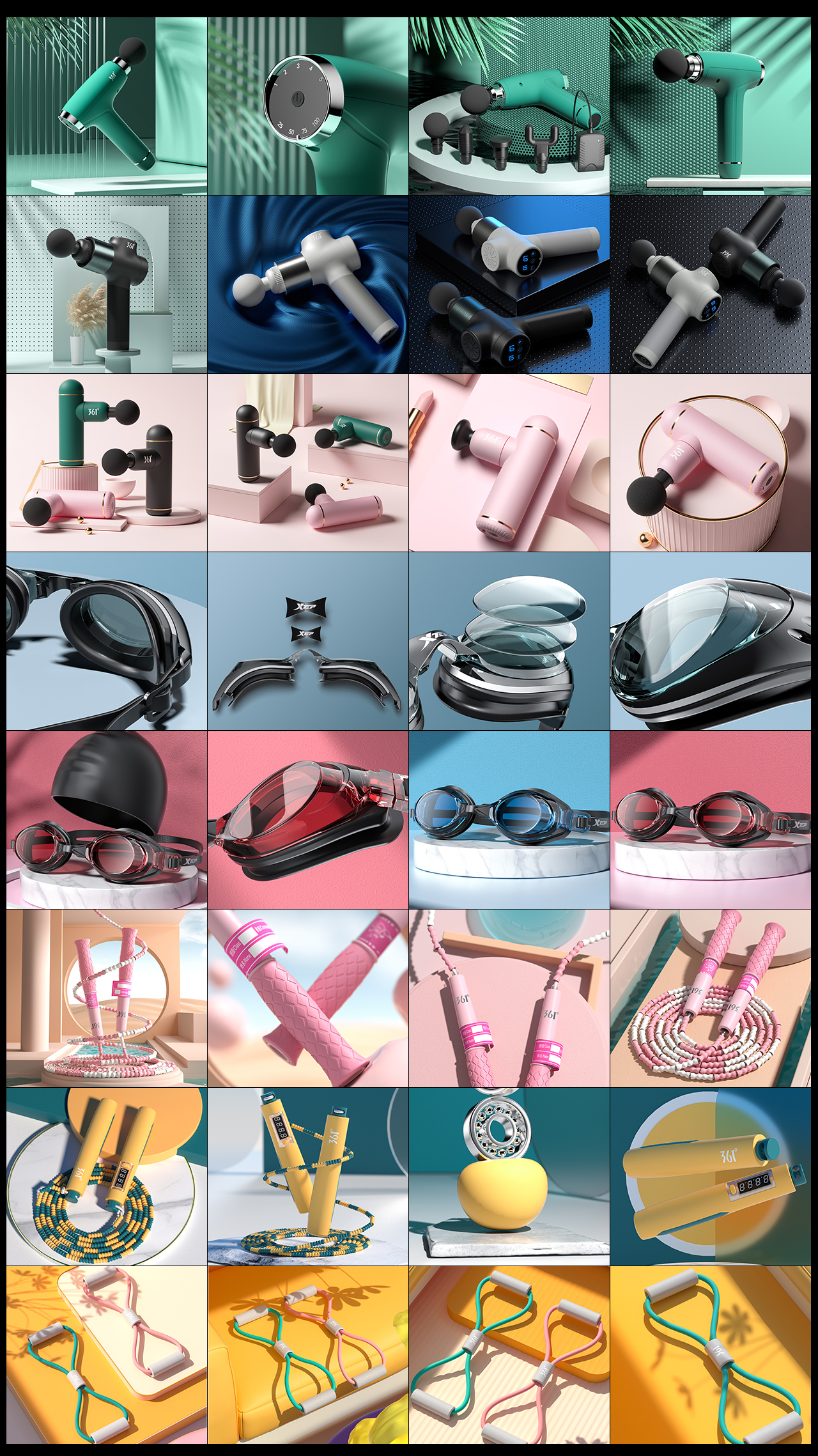 c4d，OC rendering，Product rendering，Product modeling，sports goods，online retailers，XTEP，361°，