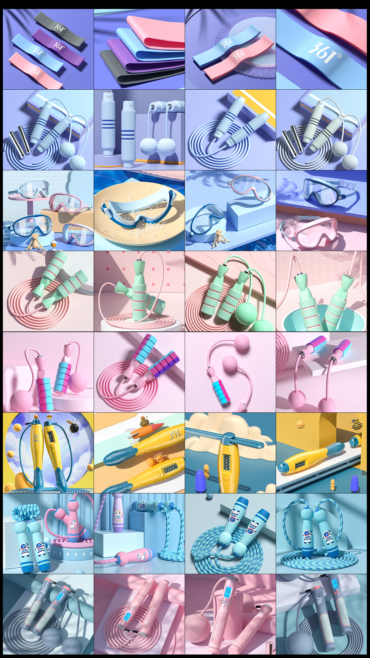 c4d，OC rendering，Product rendering，Product modeling，sports goods，online retailers，XTEP，361°，