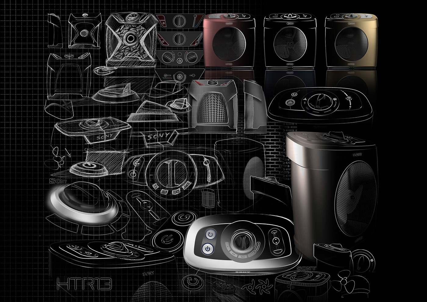 sony，fan heater，HTR13，Electrical design，sketch，product design，